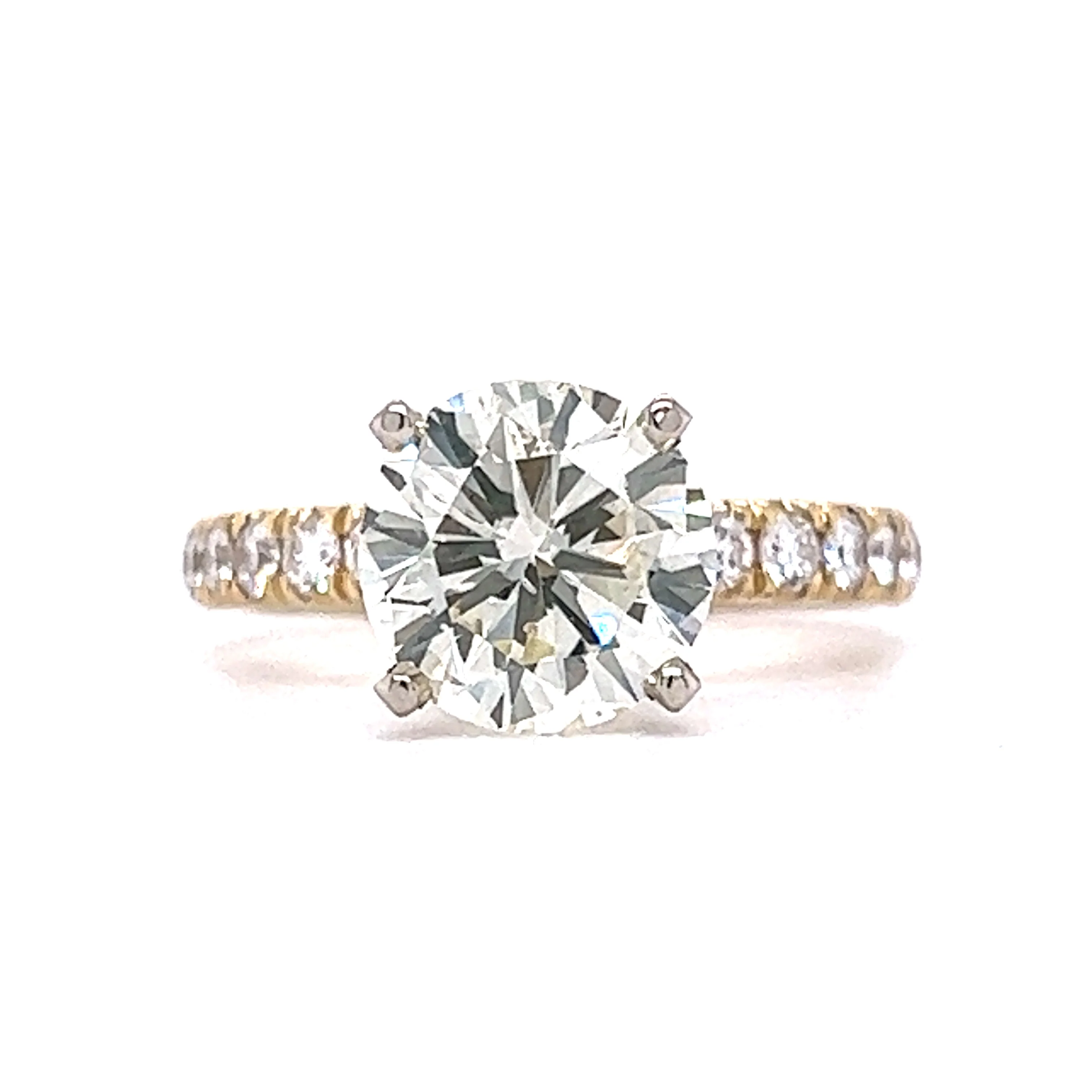 3.02 Round Brilliant Cut Diamond Engagement Ring in 14k Gold
