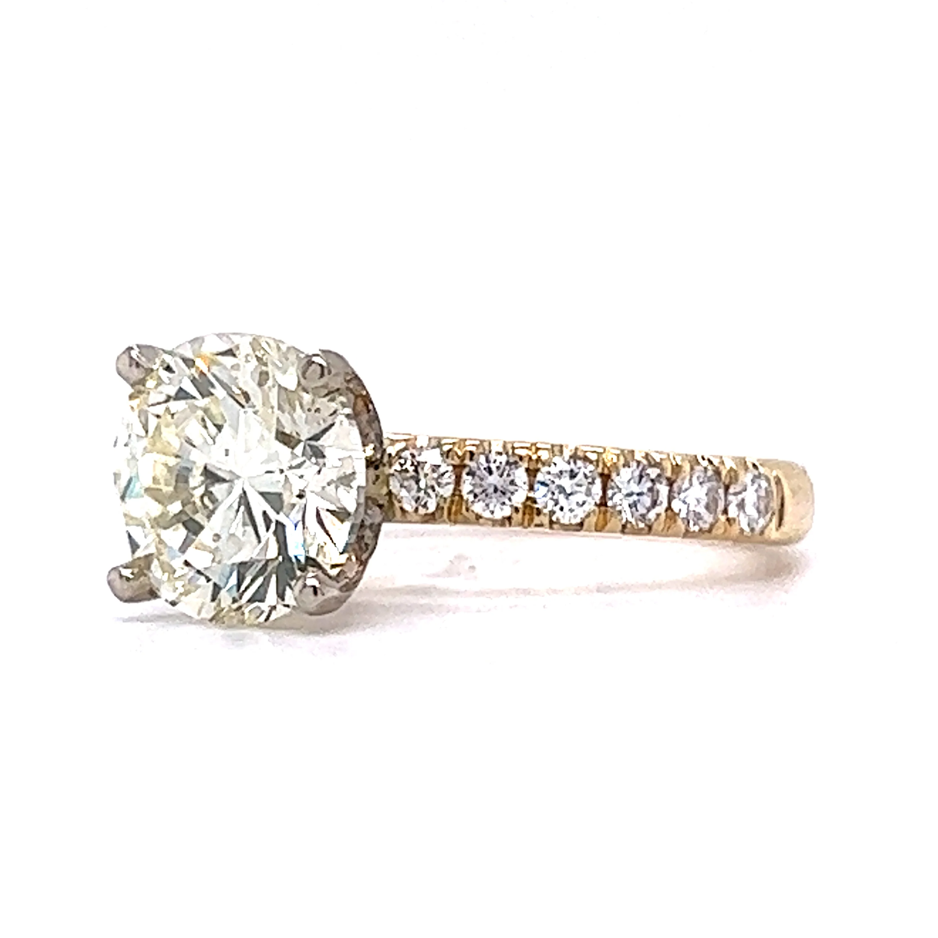 3.02 Round Brilliant Cut Diamond Engagement Ring in 14k Gold - Image 2