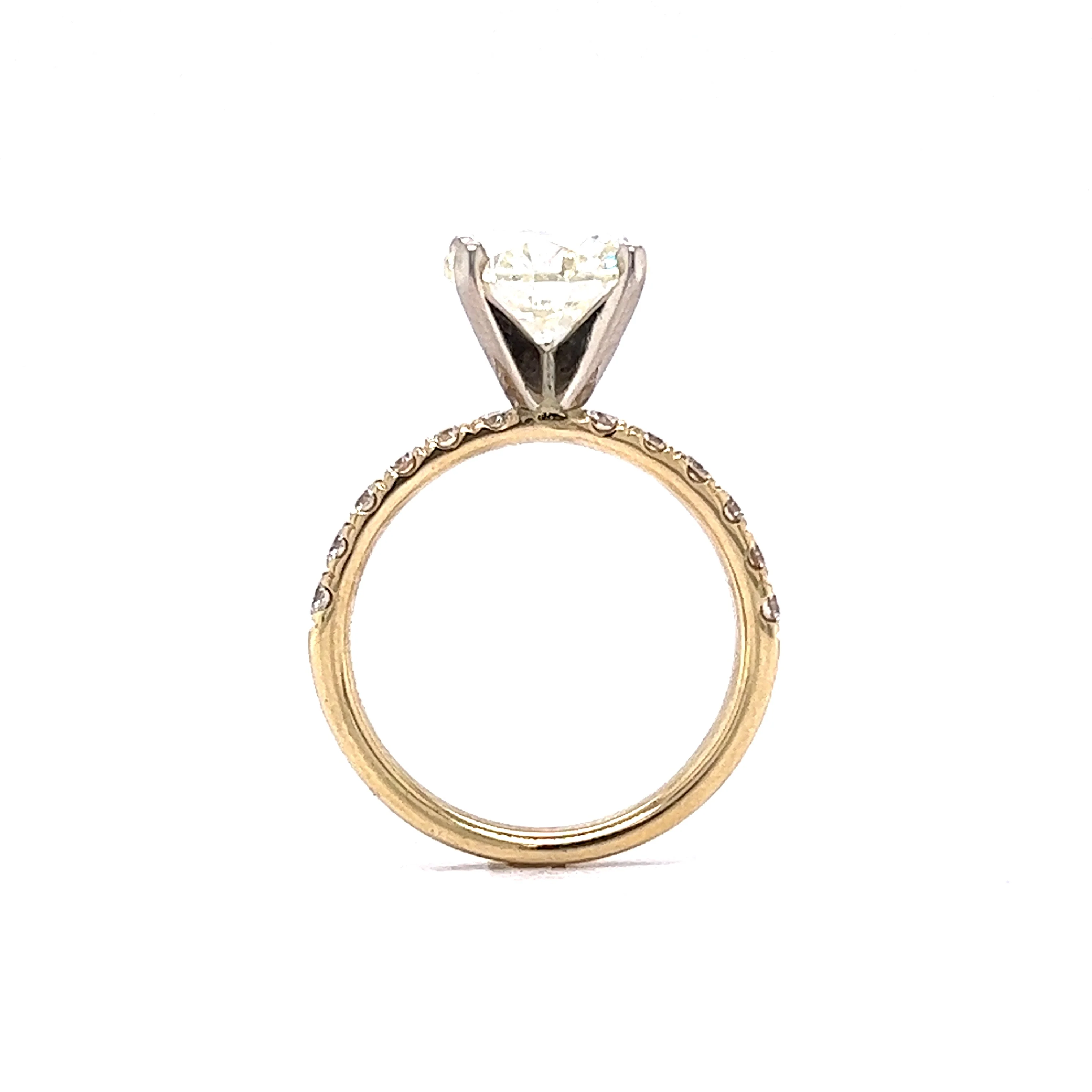 3.02 Round Brilliant Cut Diamond Engagement Ring in 14k Gold - Image 4