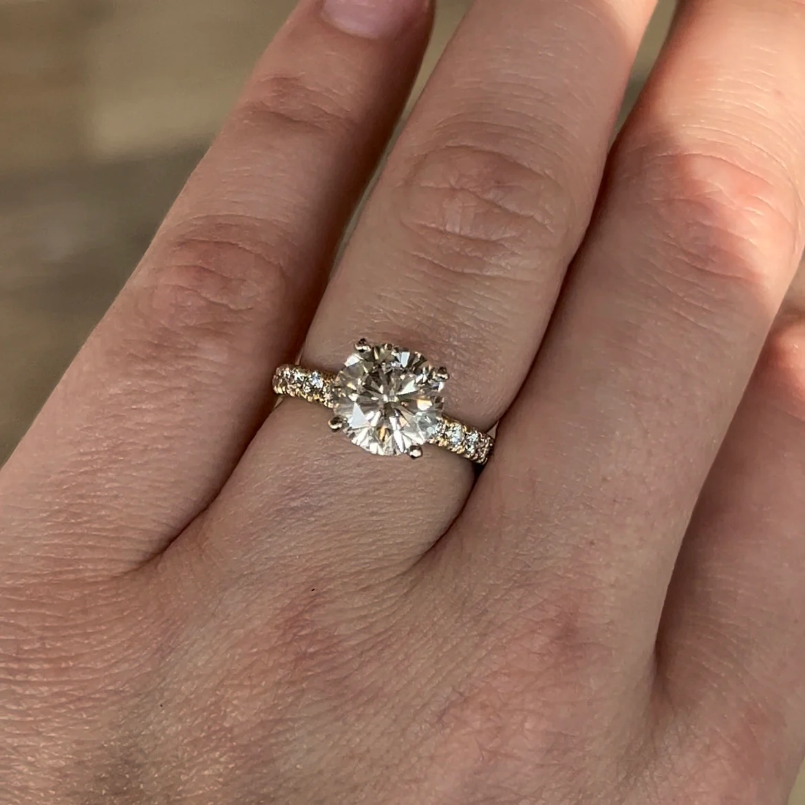3.02 Round Brilliant Cut Diamond Engagement Ring in 14k Gold - Image 6