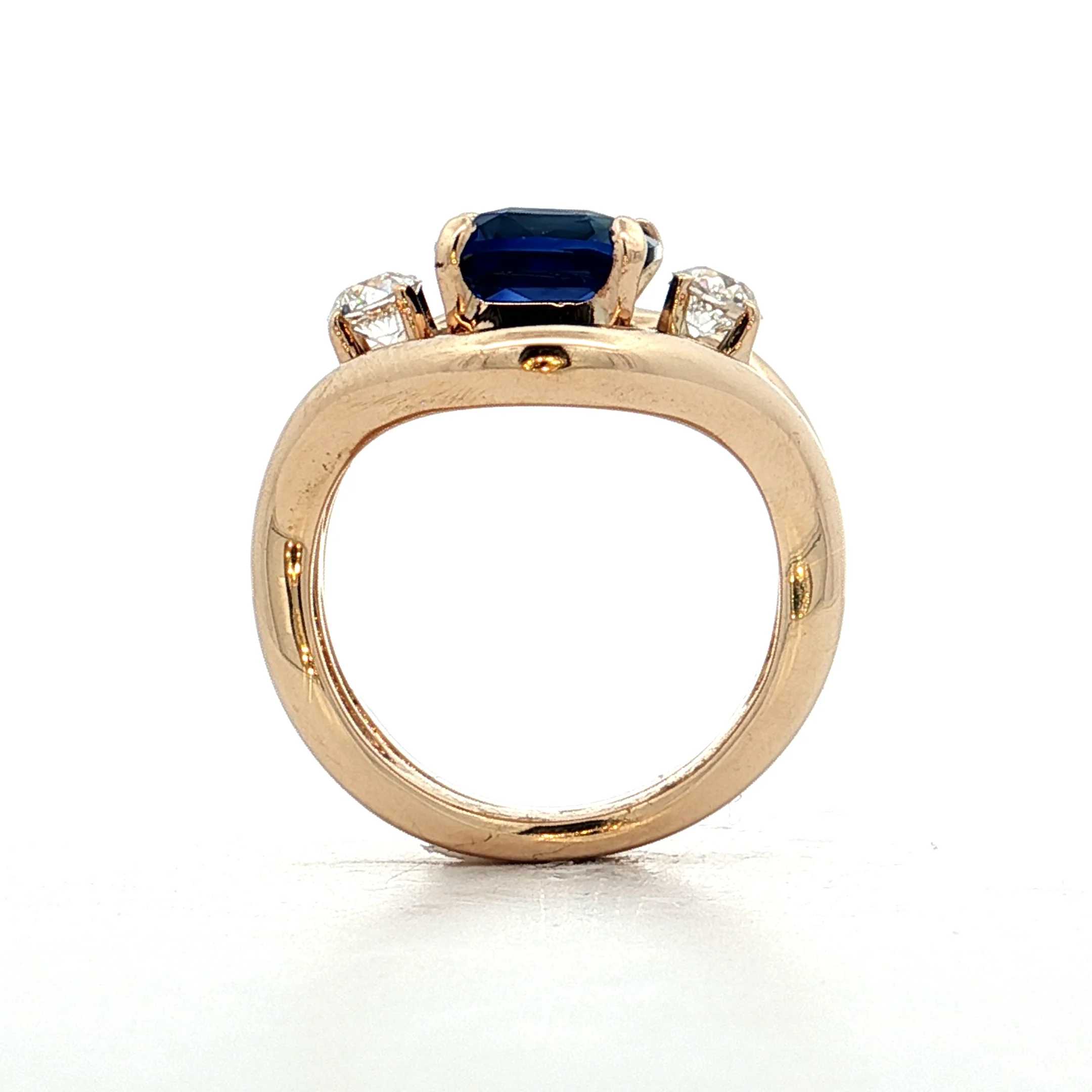 3.03 Square Sapphire & Diamond Engagement Ring 14k - Image 4