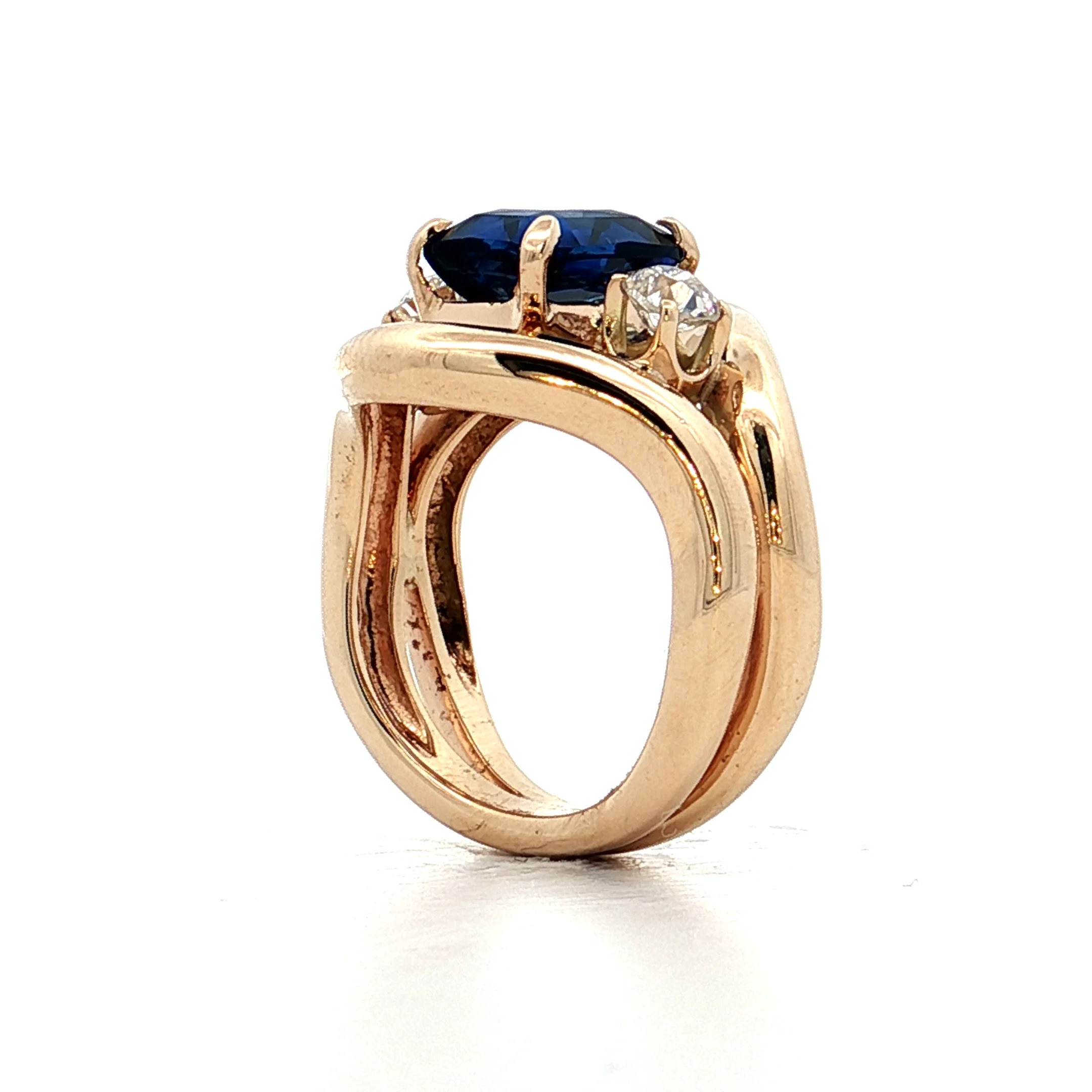3.03 Square Sapphire & Diamond Engagement Ring 14k - Image 5