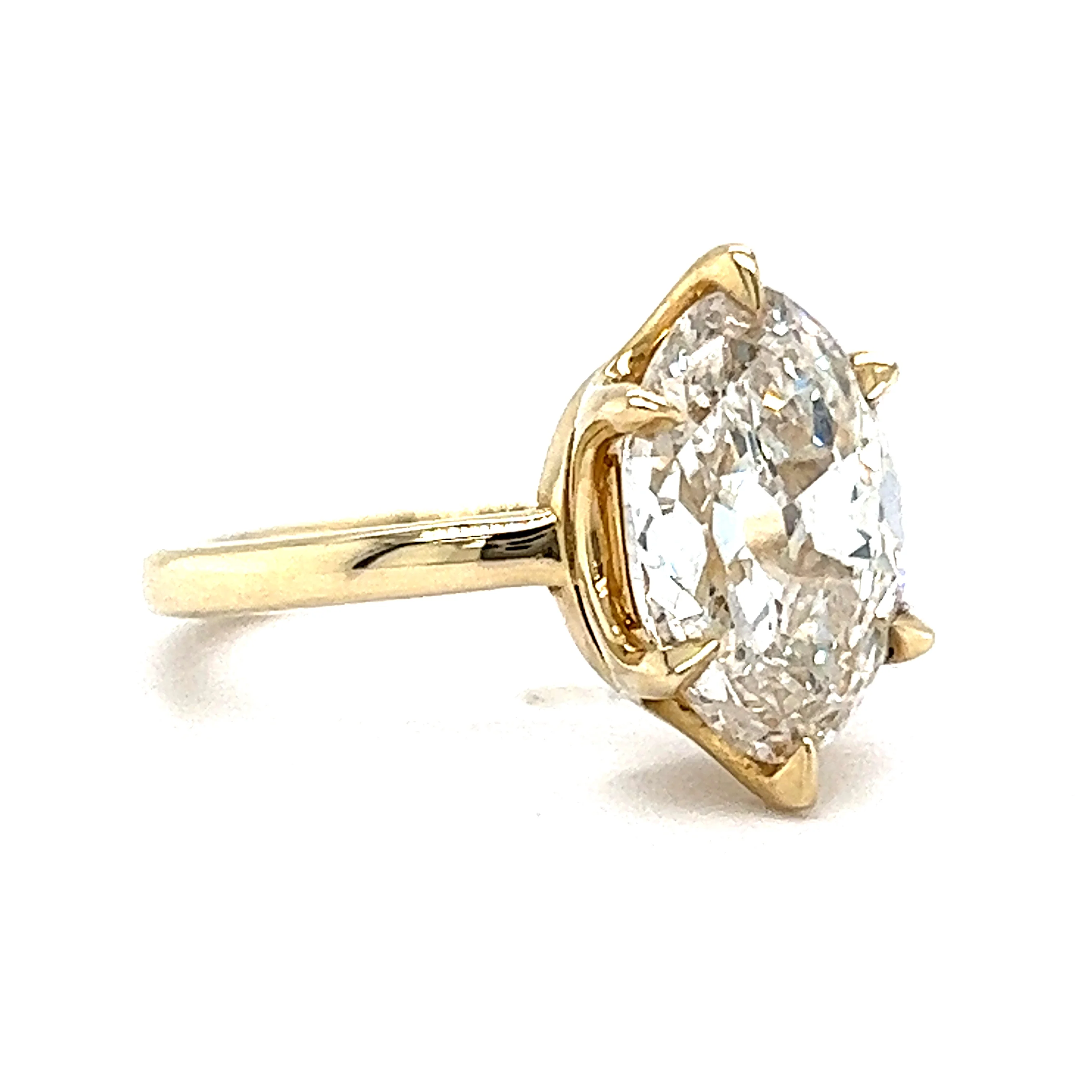 3.04 Moval Cut Diamond Engagement Ring in 14k Yellow Gold - Image 3
