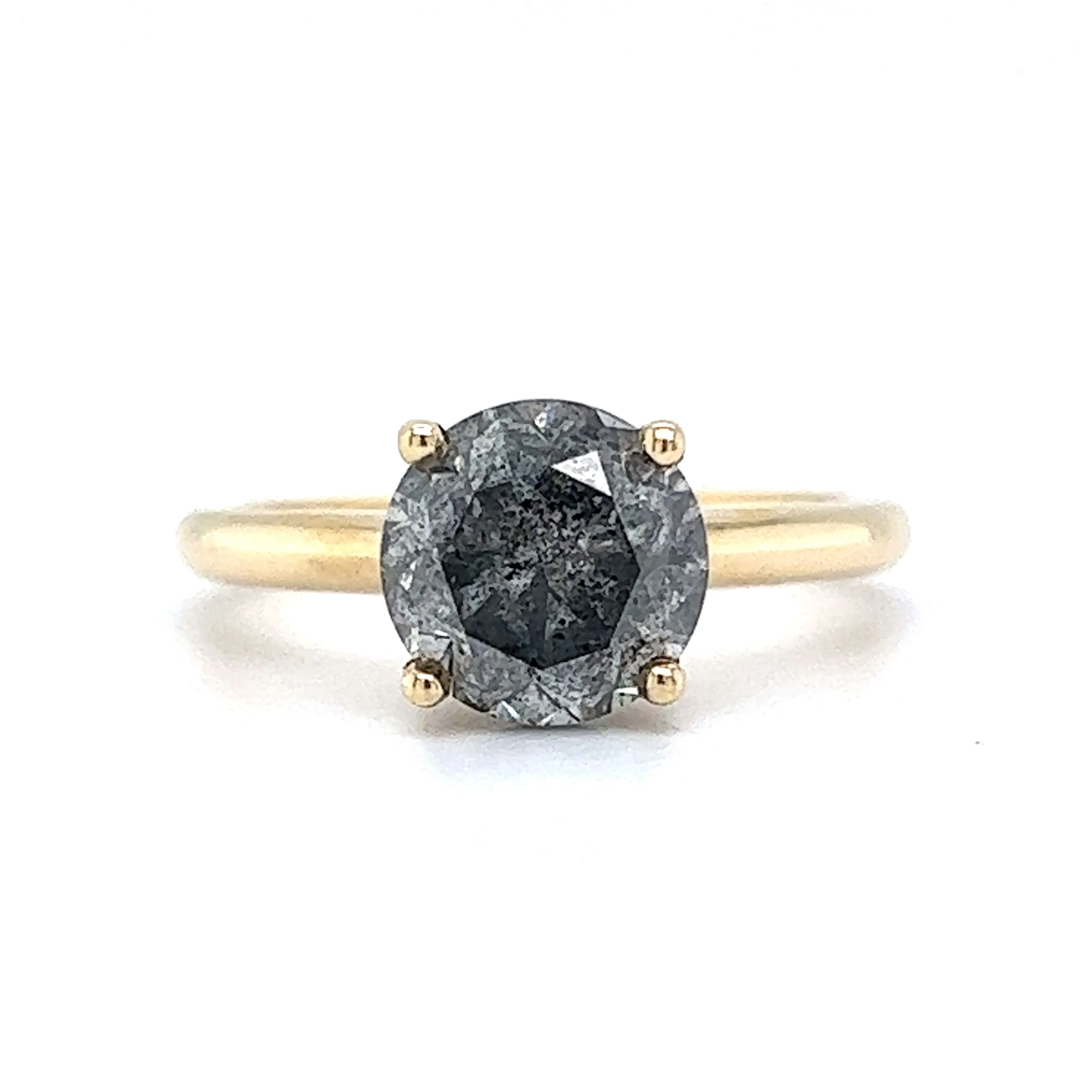3.04 Salt & Pepper Diamond Engagement Ring in 14k Yellow Gold