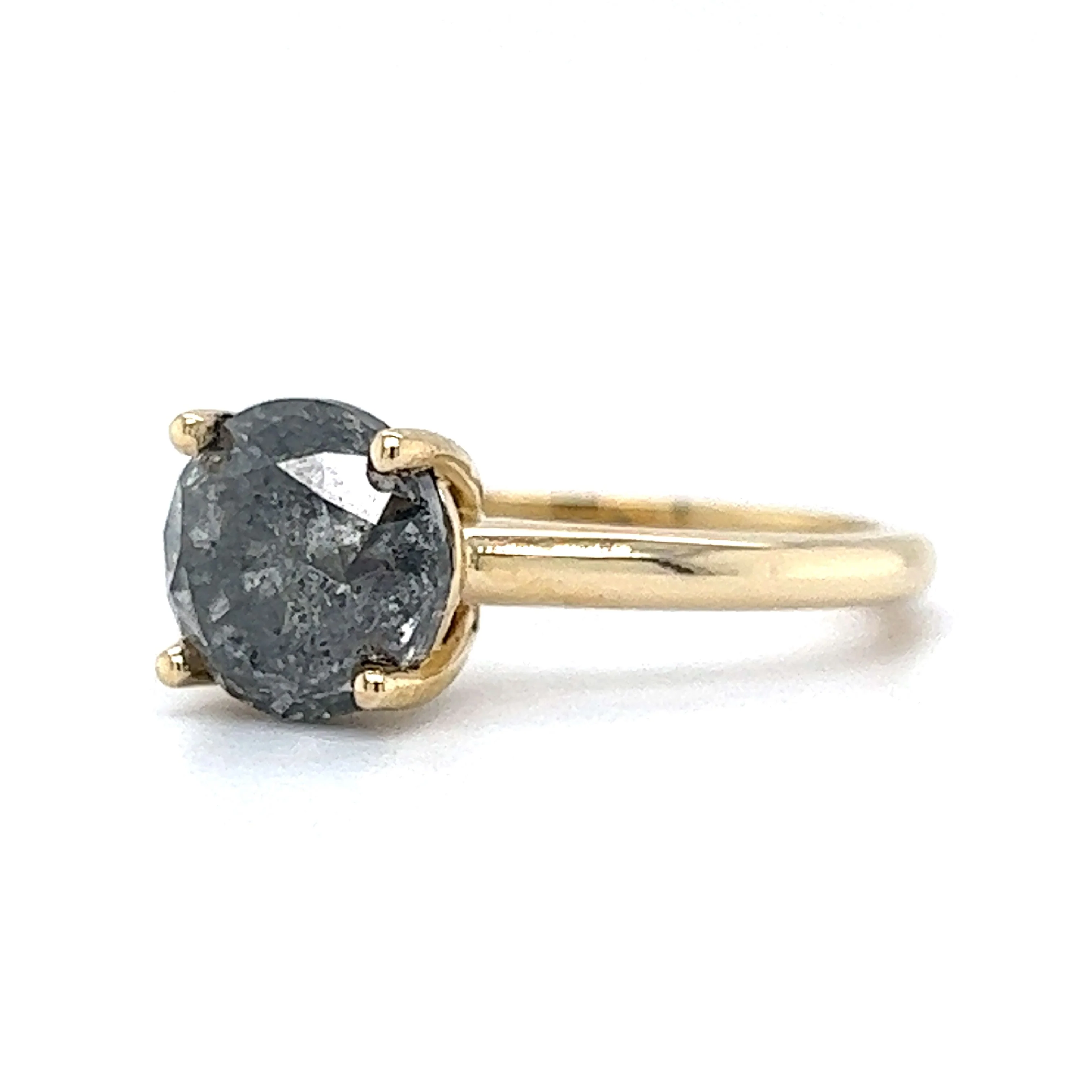 3.04 Salt & Pepper Diamond Engagement Ring in 14k Yellow Gold - Image 2
