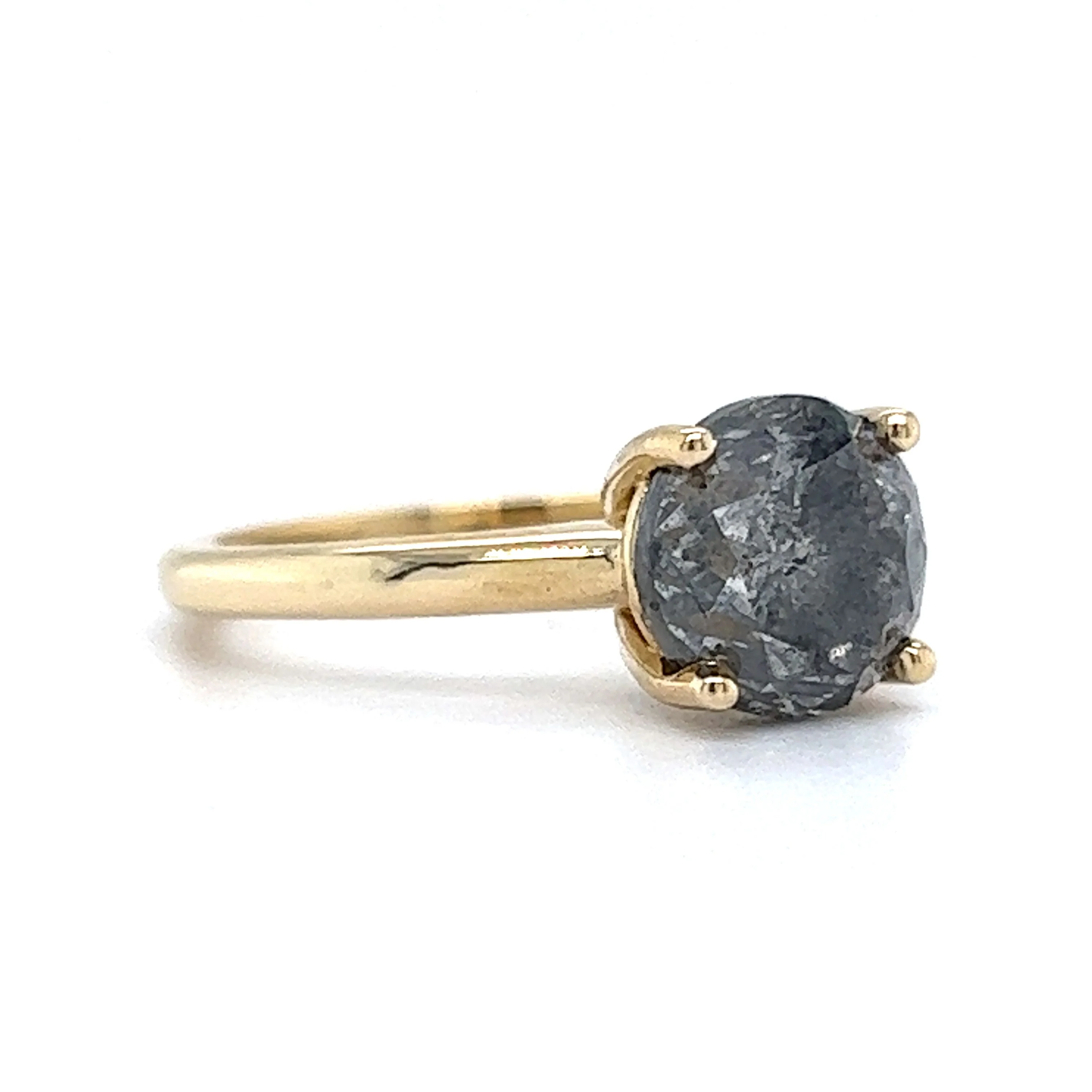 3.04 Salt & Pepper Diamond Engagement Ring in 14k Yellow Gold - Image 3