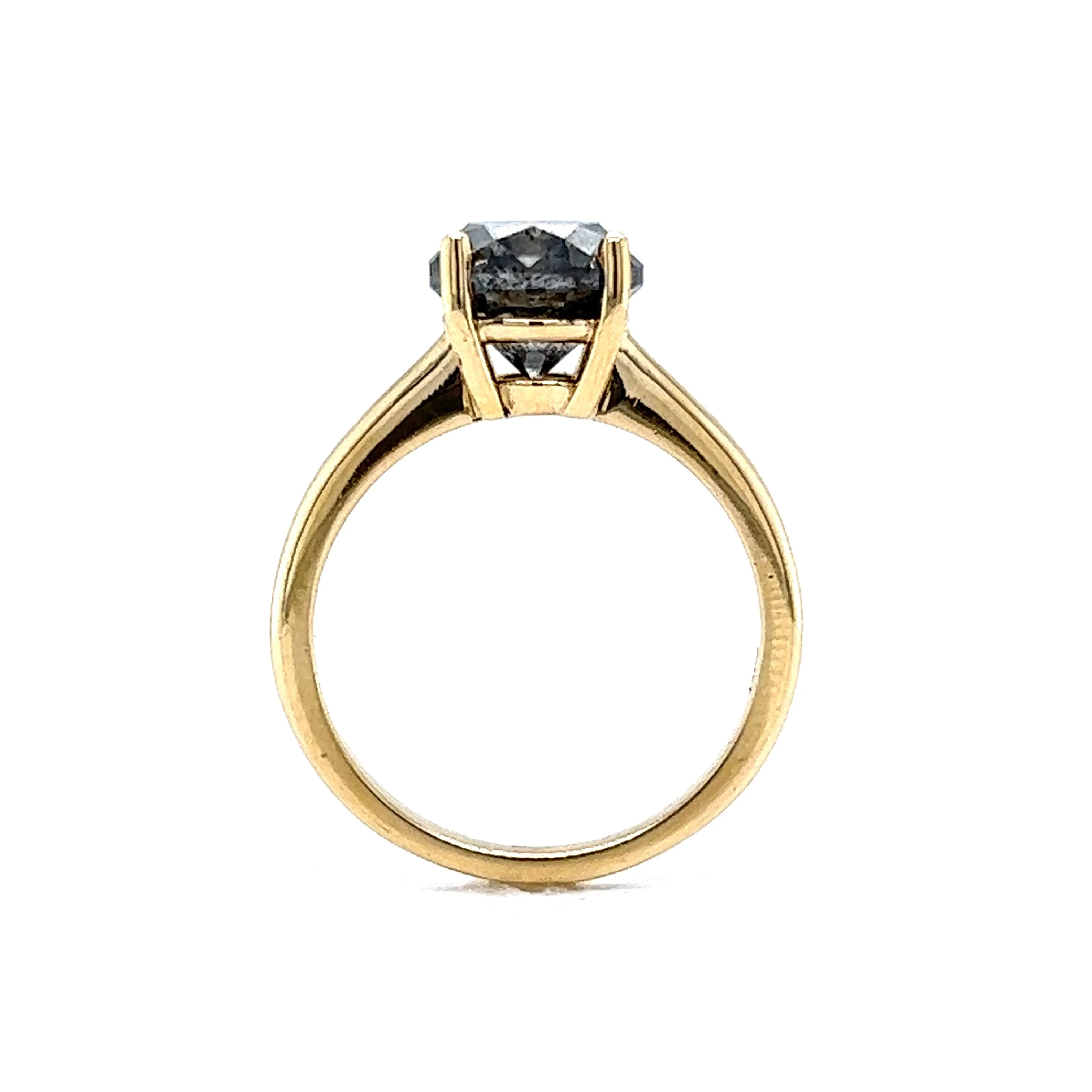 3.04 Salt & Pepper Diamond Engagement Ring in 14k Yellow Gold - Image 5