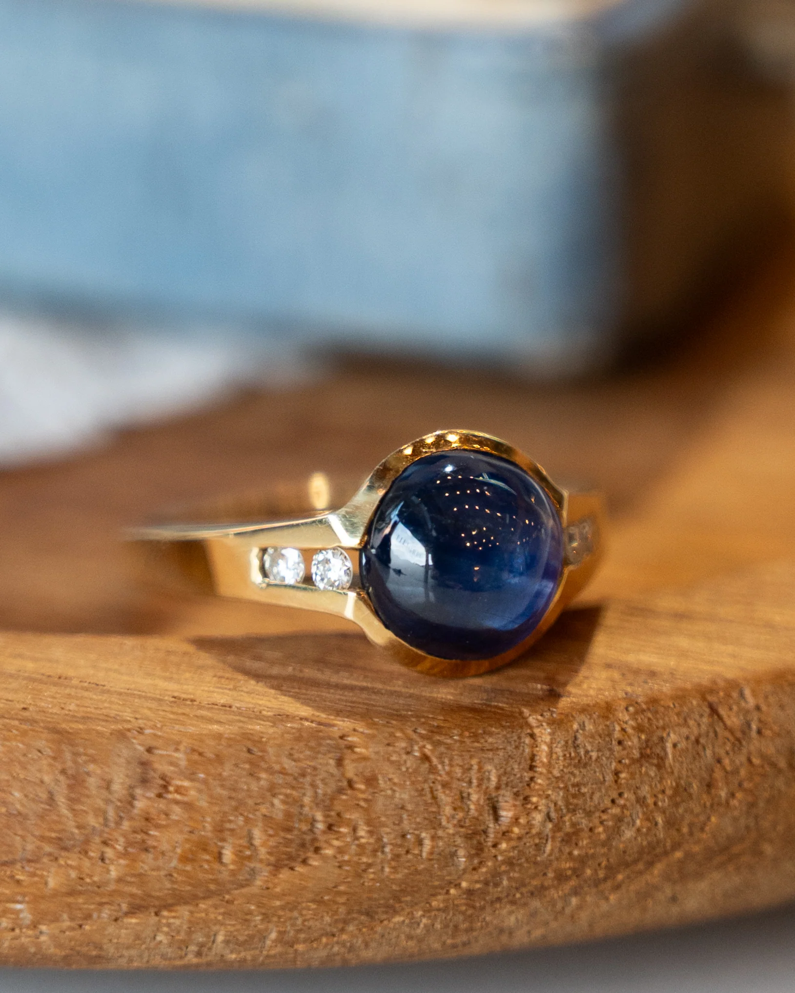 3.11 Star Sapphire Cocktail Ring 14k Yellow Gold - Image 6