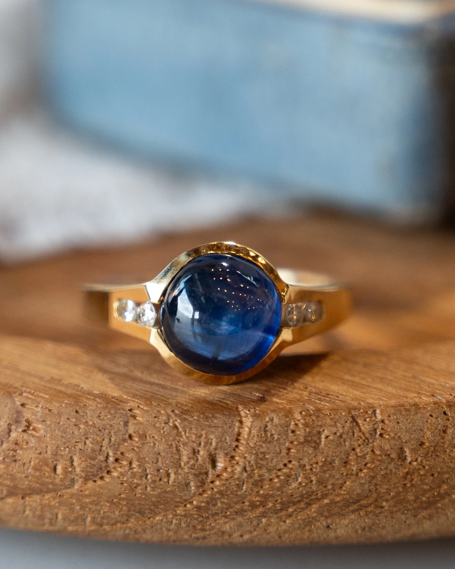 3.11 Star Sapphire Cocktail Ring 14k Yellow Gold - Image 7