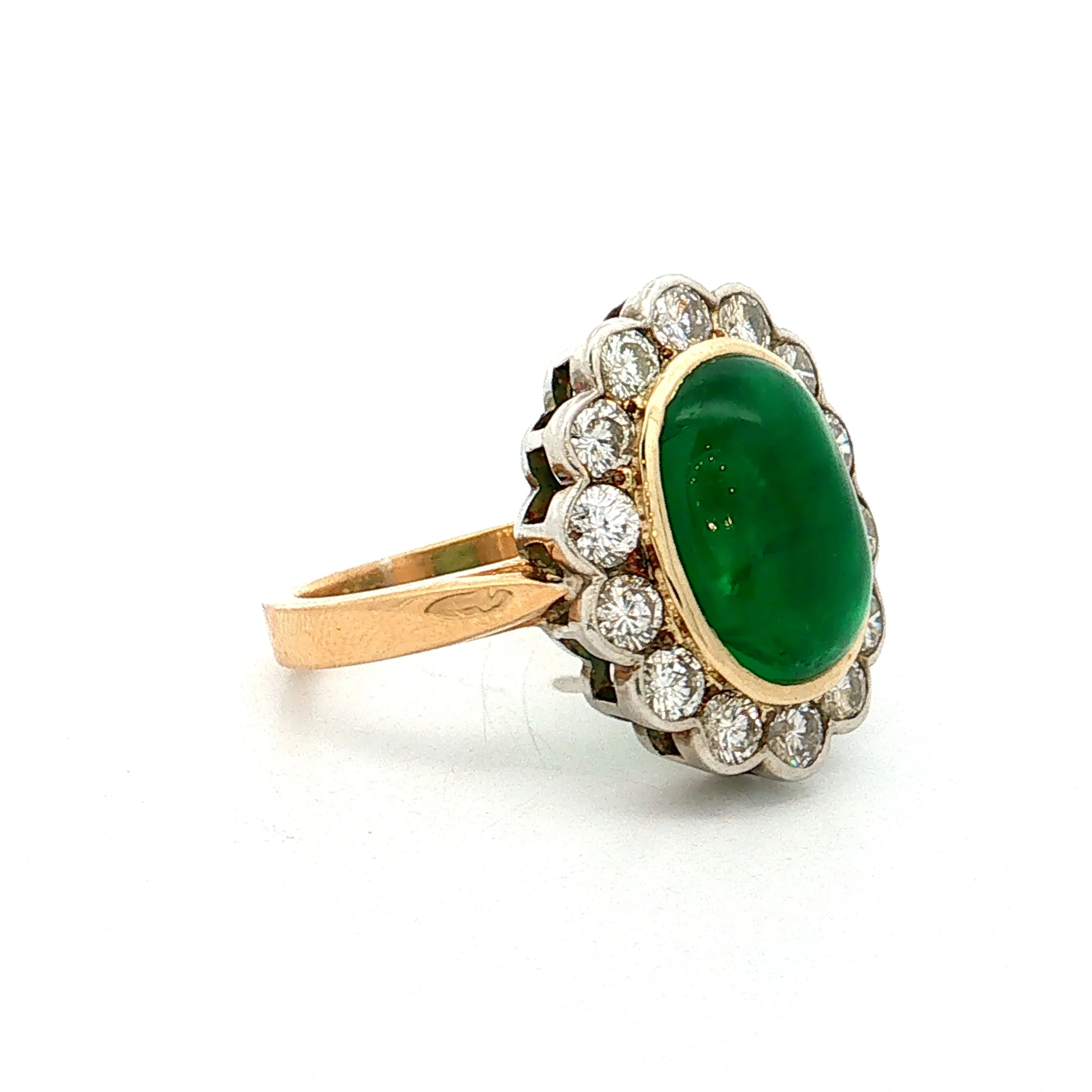 3.15 Emerald & Diamond Cocktail Ring 18k Two-Tone - Image 3