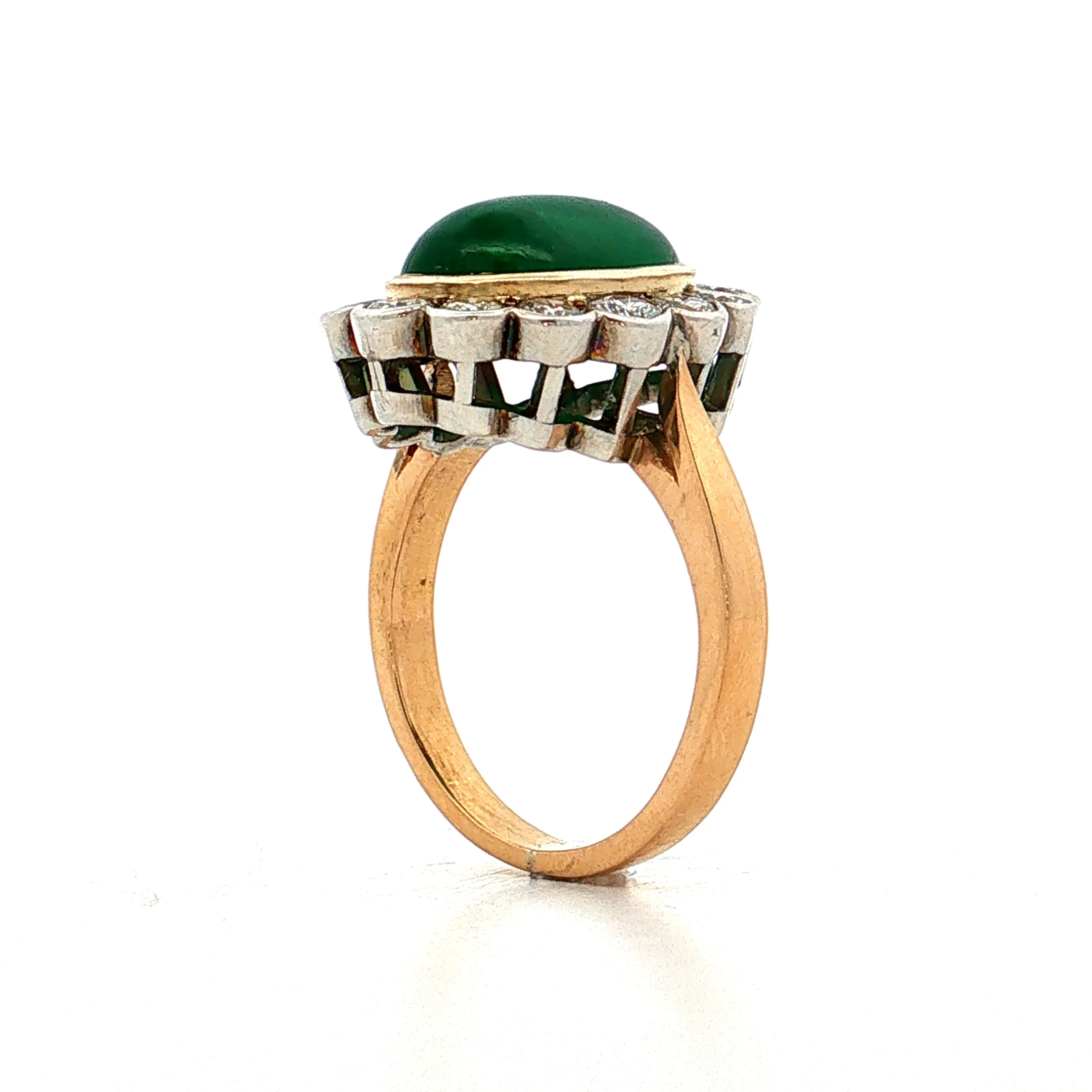 3.15 Emerald & Diamond Cocktail Ring 18k Two-Tone - Image 5