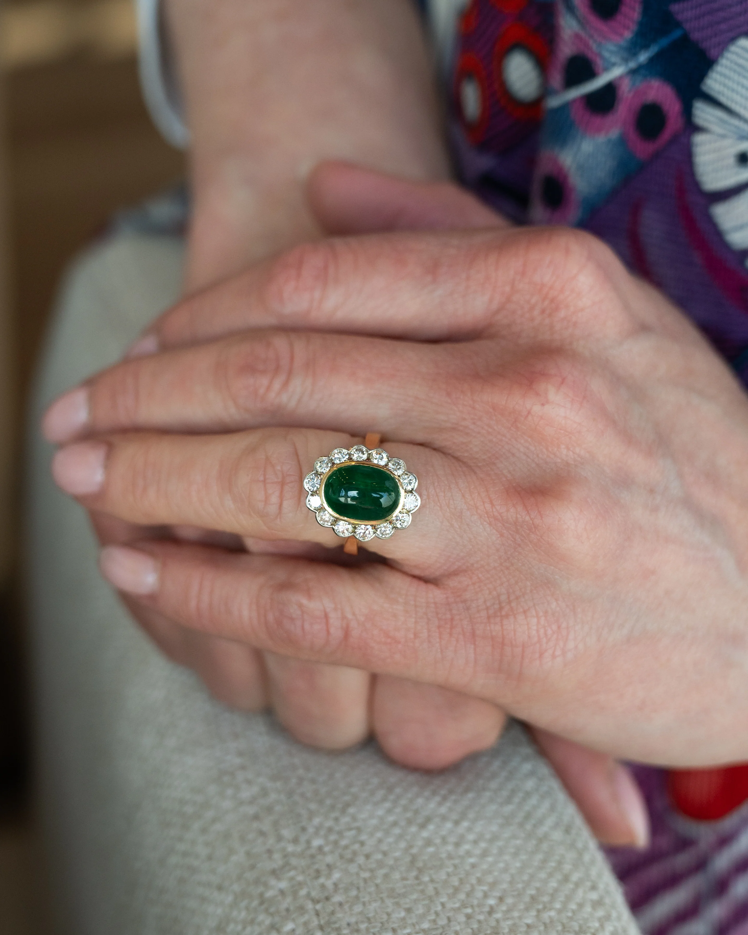 3.15 Emerald & Diamond Cocktail Ring 18k Two-Tone - Image 7