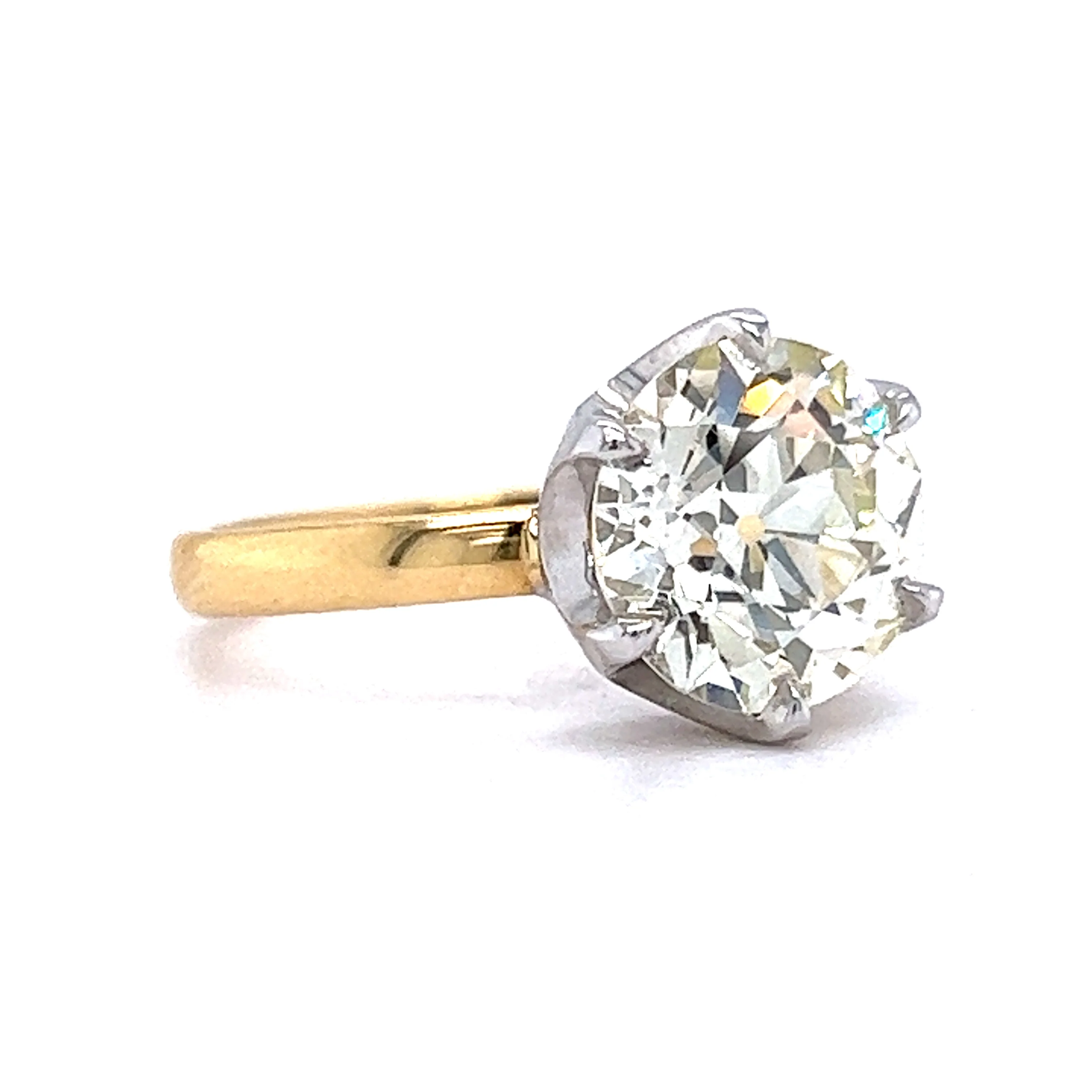3.17 Old European Cut Solitaire Engagement Ring in 18k Yellow Gold - Image 3