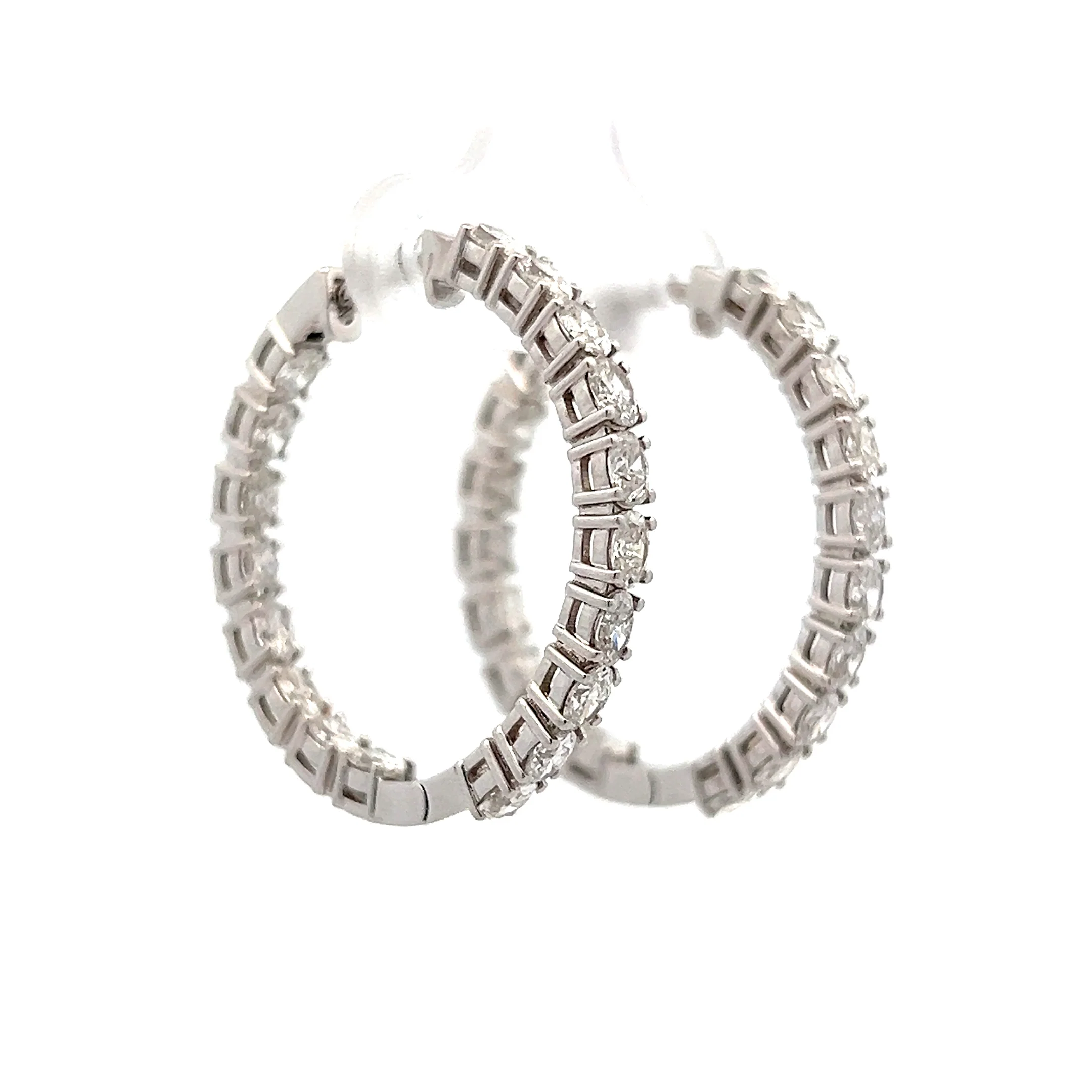 3.18 Oval Diamond Hoop Earrings in 18k White Gold - Image 3