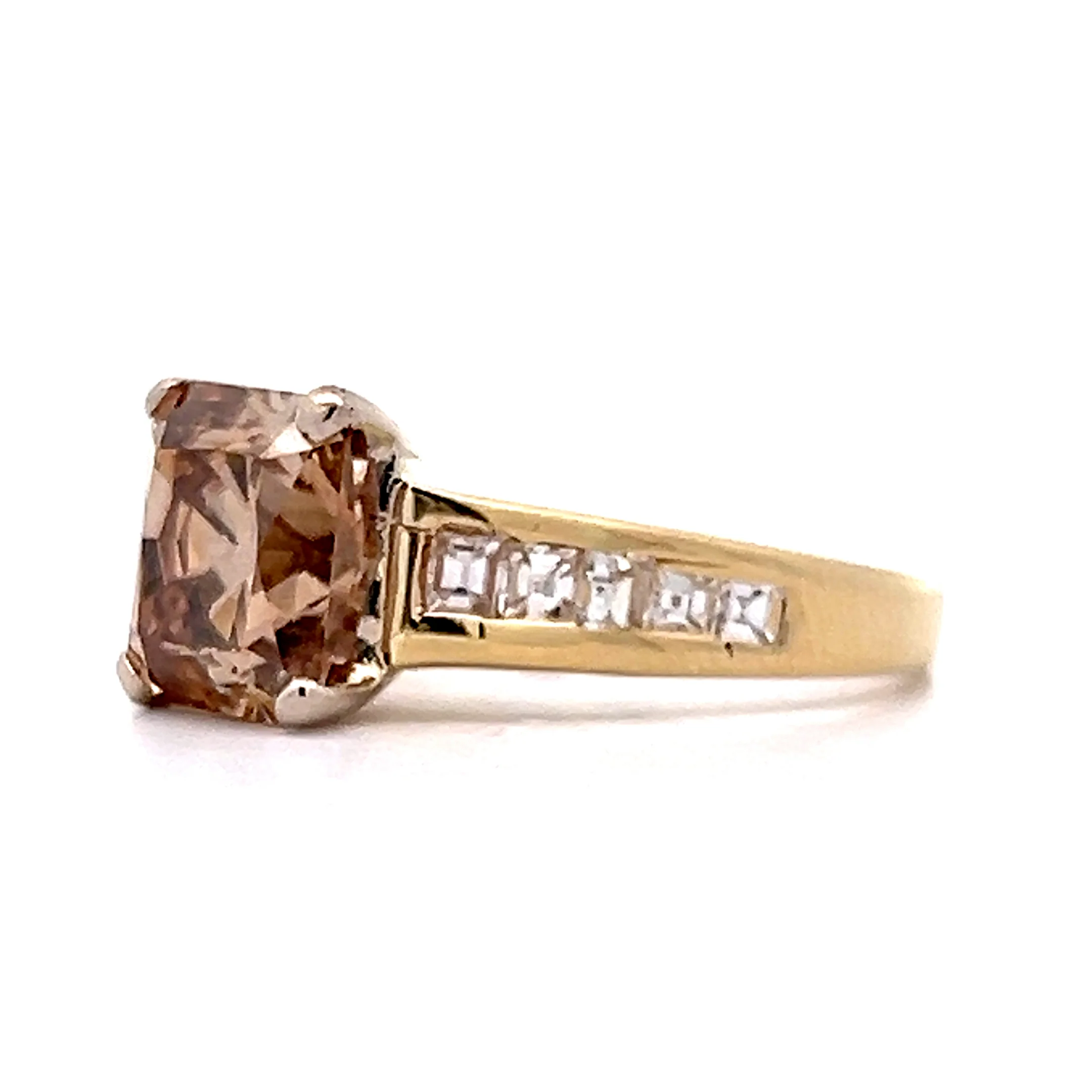 3.20 Light Brown Radiant Cut Engagement Ring in 14k - Image 2