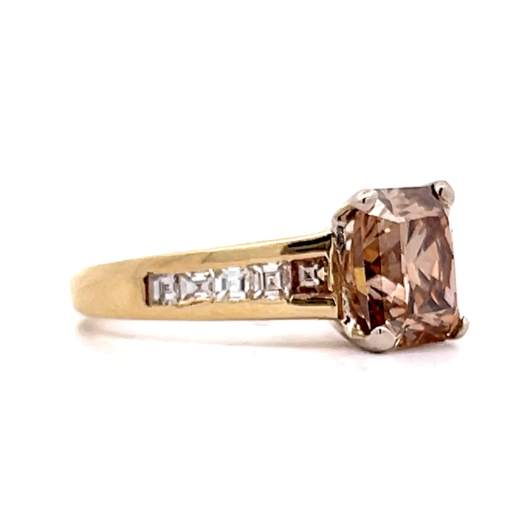 3.20 Light Brown Radiant Cut Engagement Ring in 14k - Image 3
