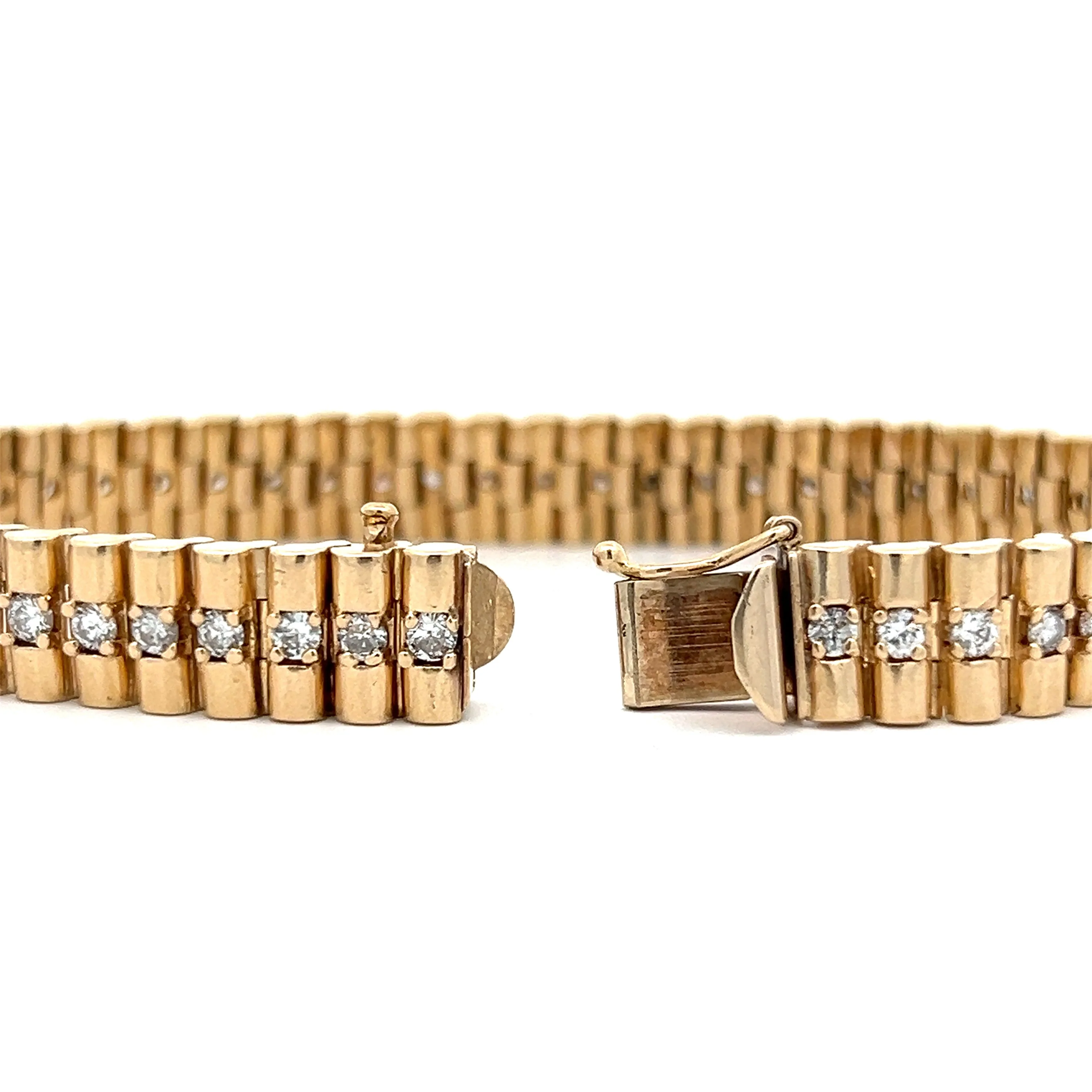 3.24 Fluted Link Diamond Bracelet in 14k Yellow Gold - Image 5