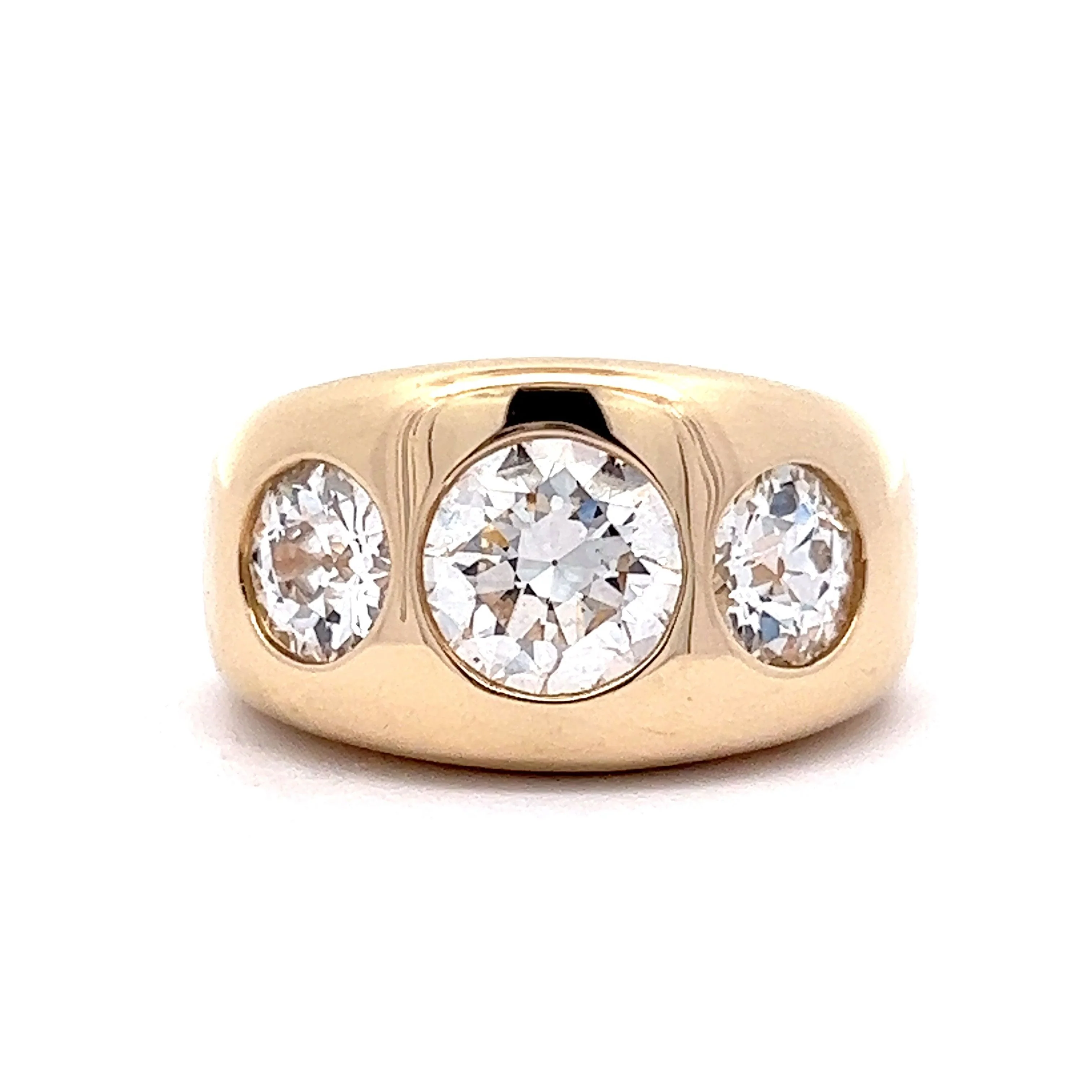 3.25 Three Stone Diamond Cocktail Ring 14k Yellow Gold