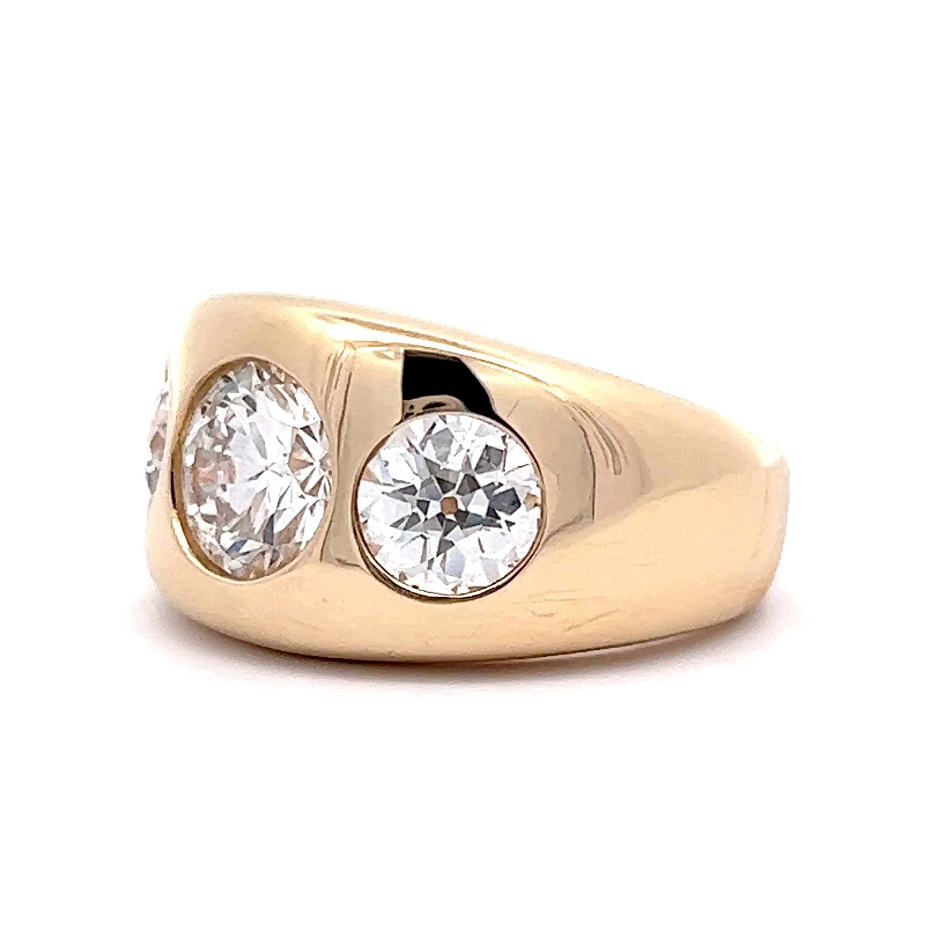 3.25 Three Stone Diamond Cocktail Ring 14k Yellow Gold - Image 2