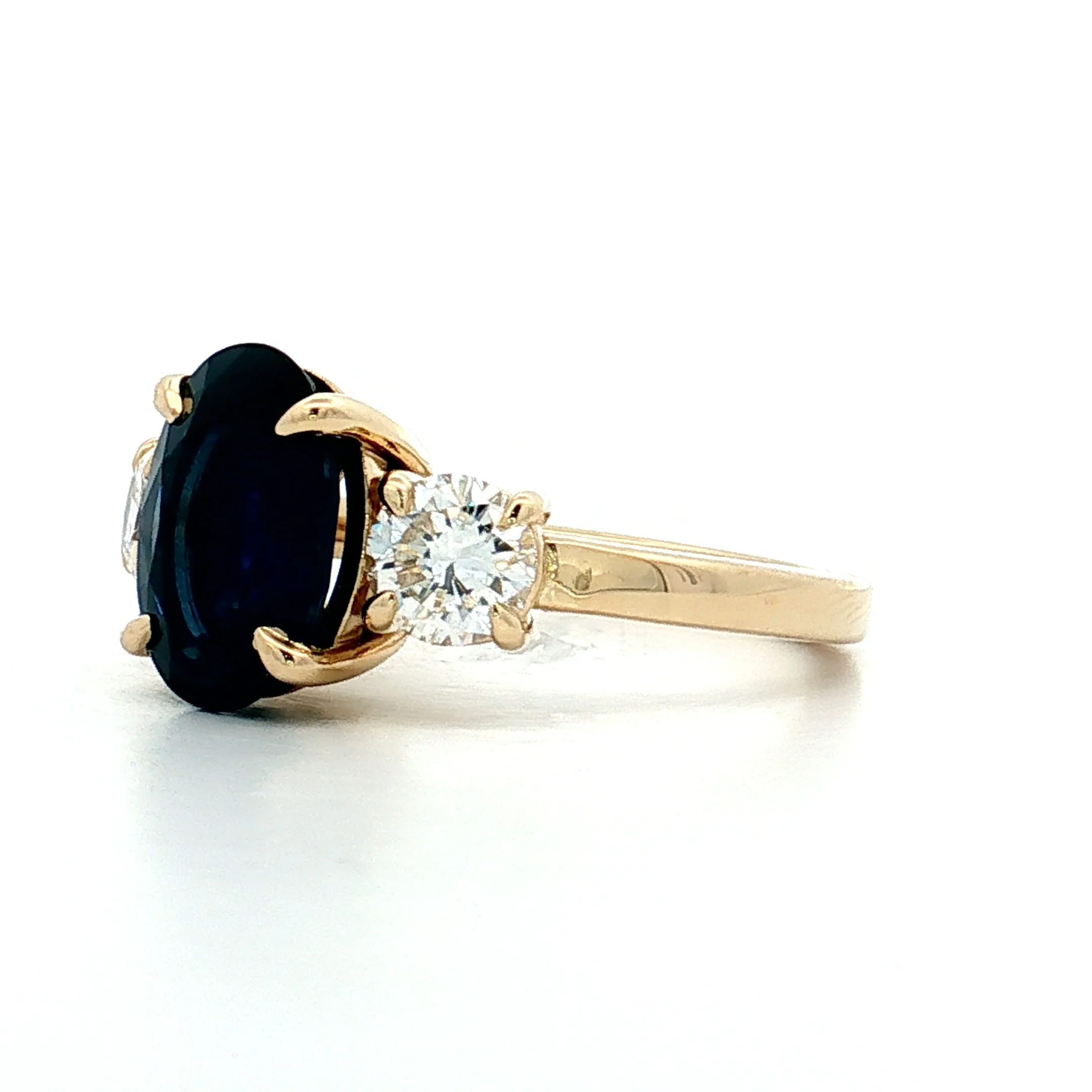 3.28 Blue Sapphire Three Stone Engagement Ring 14k - Image 2