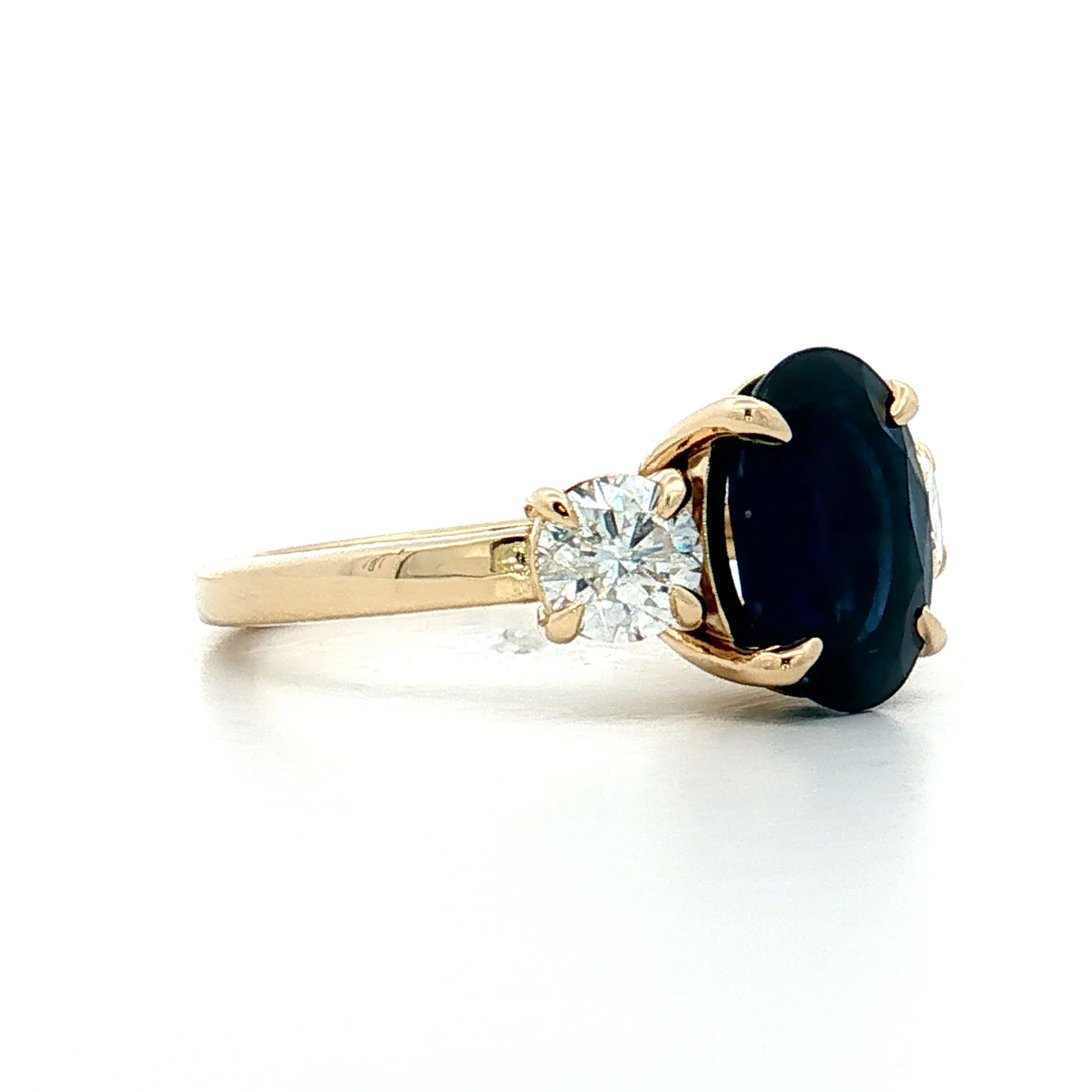 3.28 Blue Sapphire Three Stone Engagement Ring 14k - Image 3