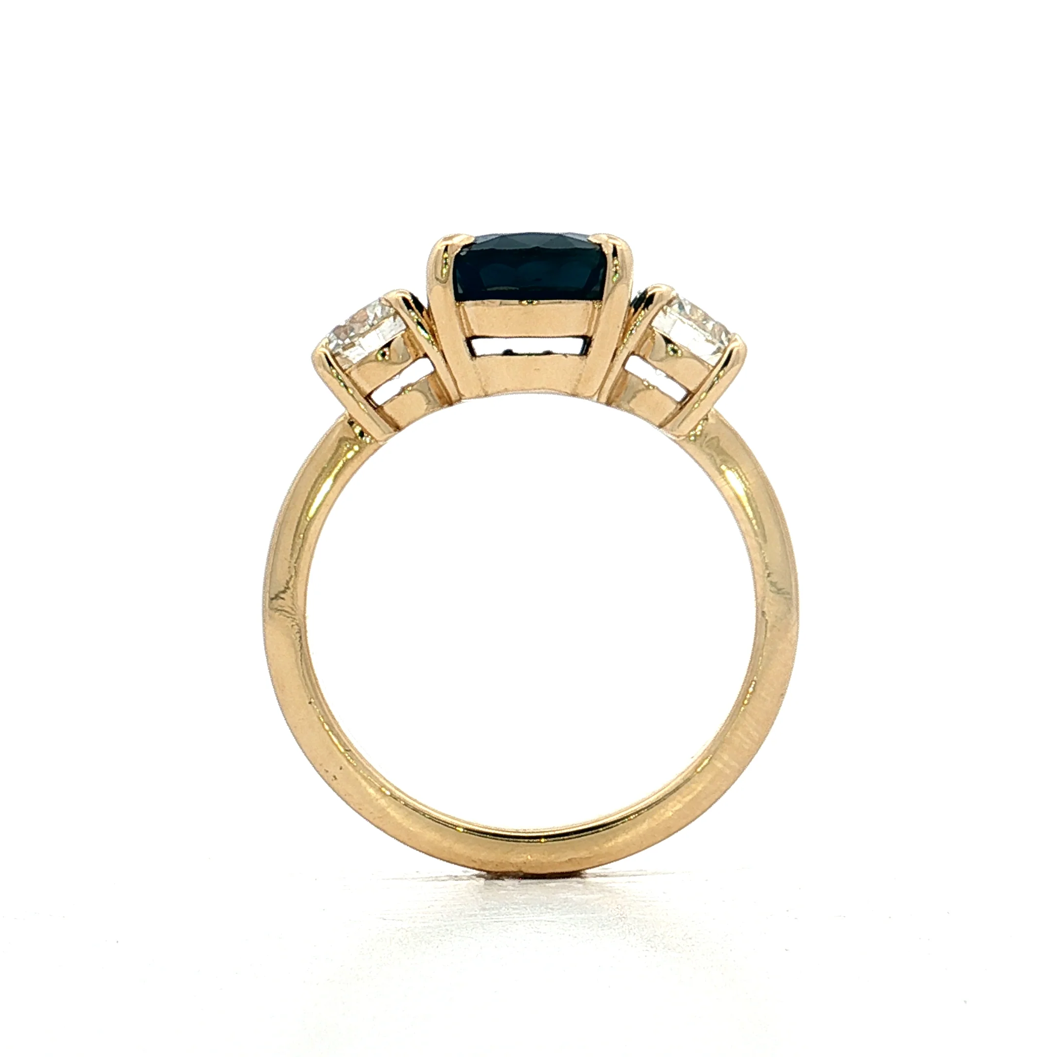 3.28 Blue Sapphire Three Stone Engagement Ring 14k - Image 4