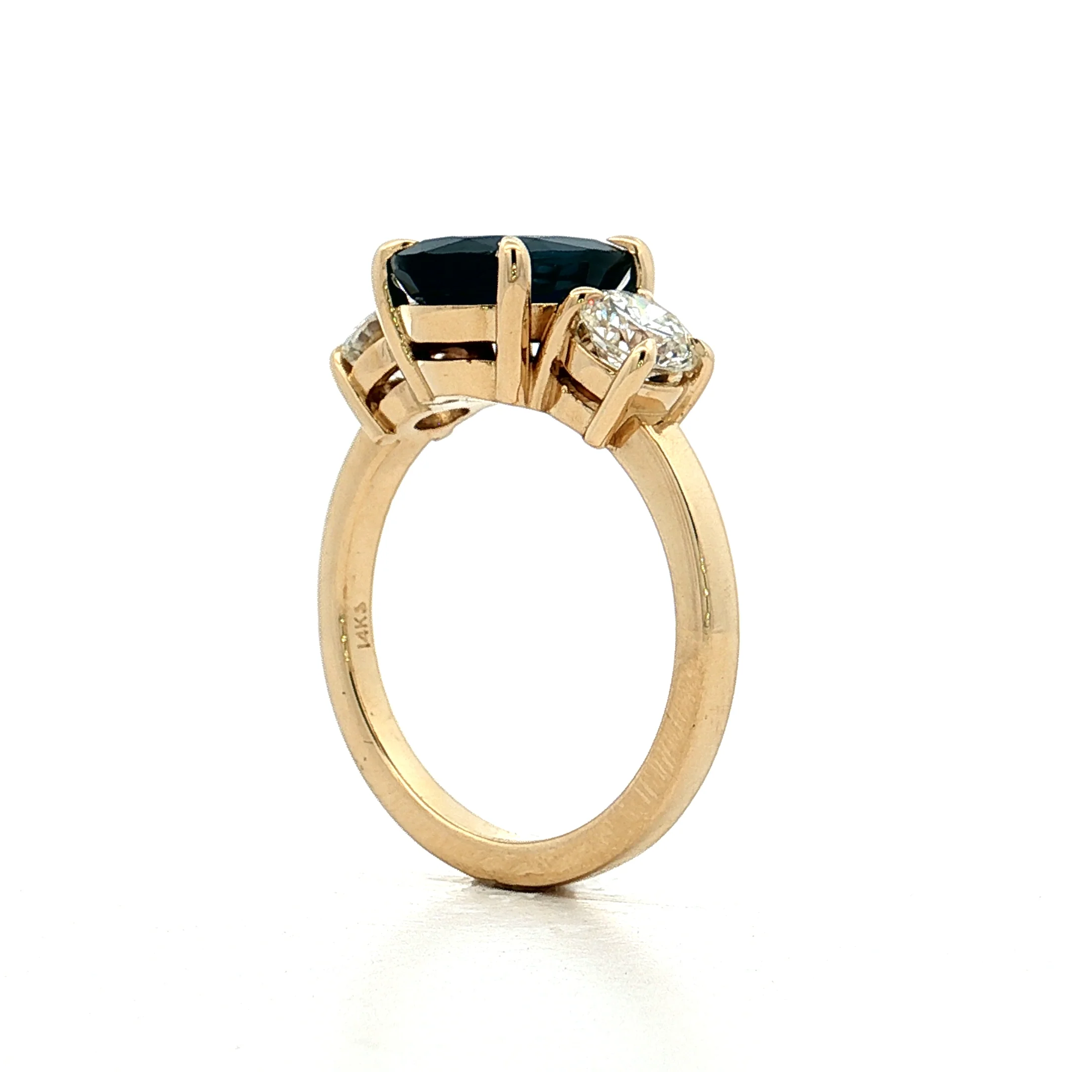 3.28 Blue Sapphire Three Stone Engagement Ring 14k - Image 5