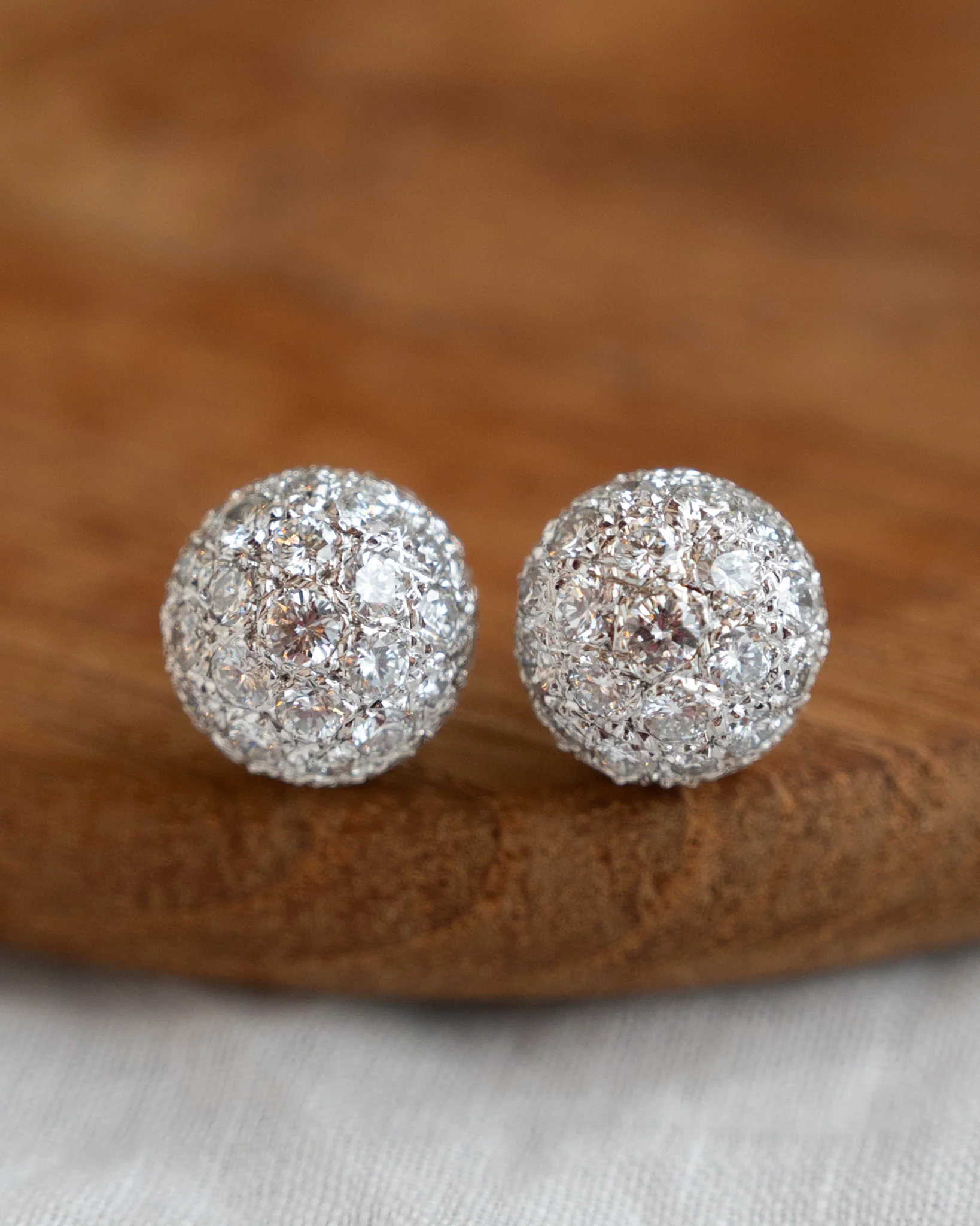 3.28 Pave Diamond Ball Stud Earrings in 14k - Image 4