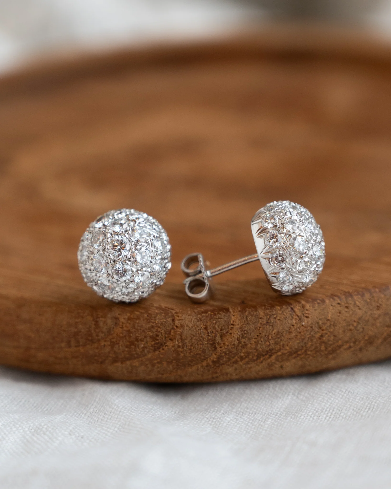 3.28 Pave Diamond Ball Stud Earrings in 14k - Image 5