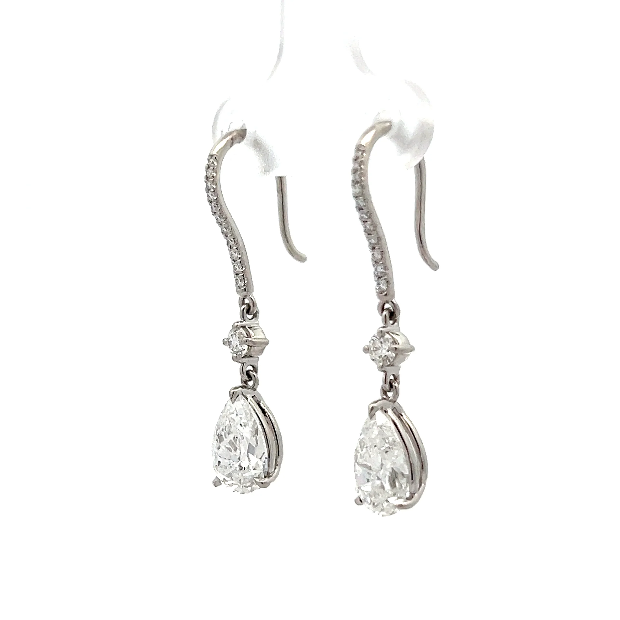 3.28 Pear Cut Diamond Drop Earrings in Platinum - Image 2