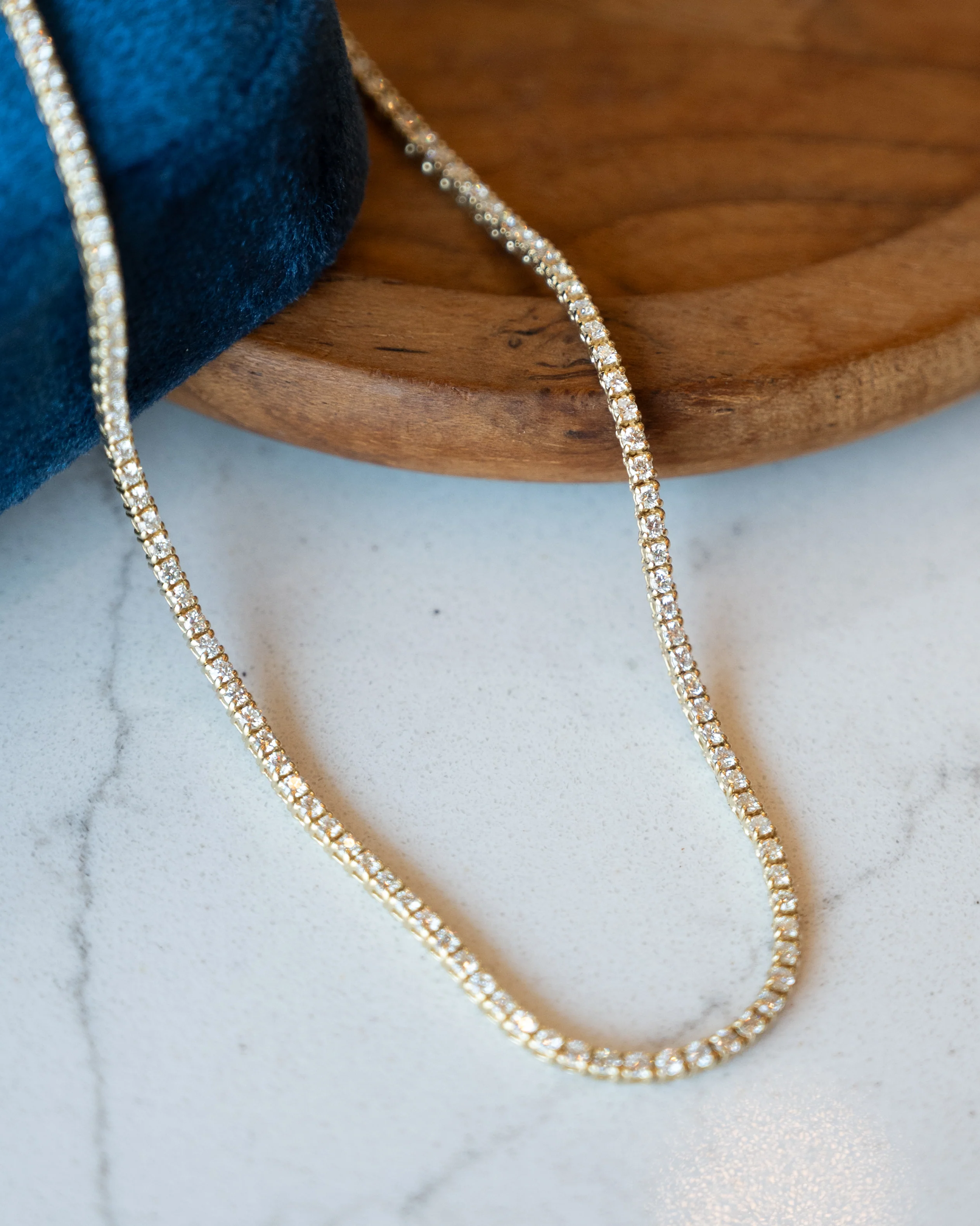 3.36 Diamond Tennis Necklace 14k Yellow Gold - Image 5