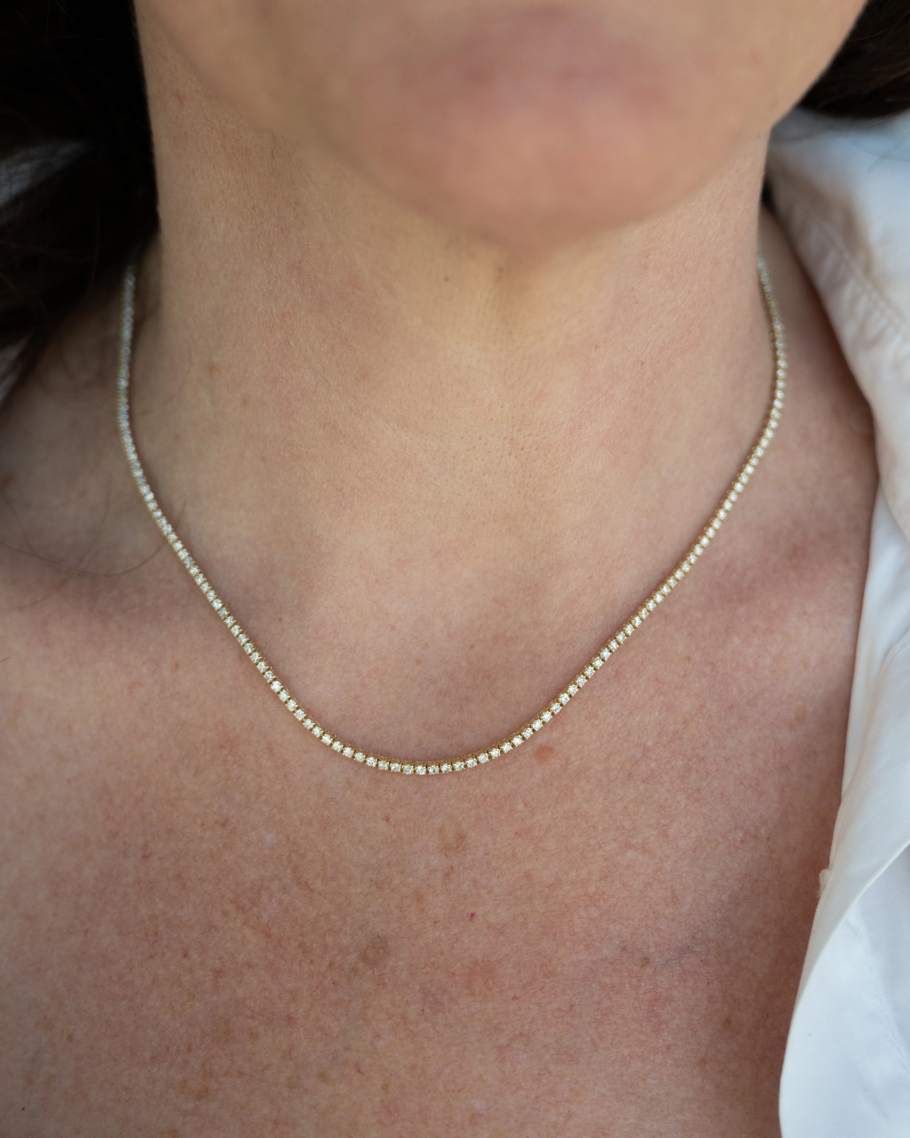 3.36 Diamond Tennis Necklace 14k Yellow Gold - Image 6