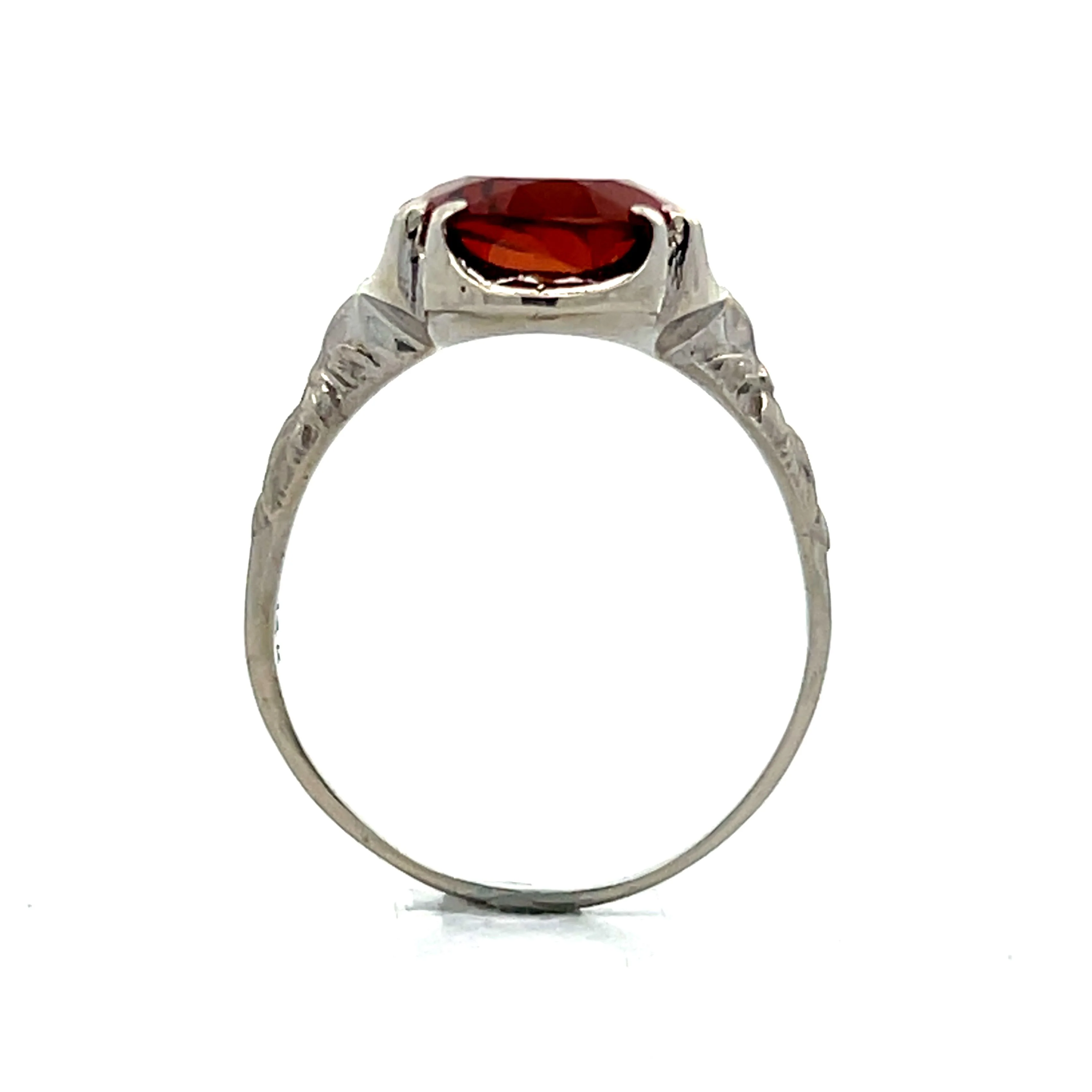 3.39 Vintage Deco Oval Citrine in 14k White Gold - Image 4