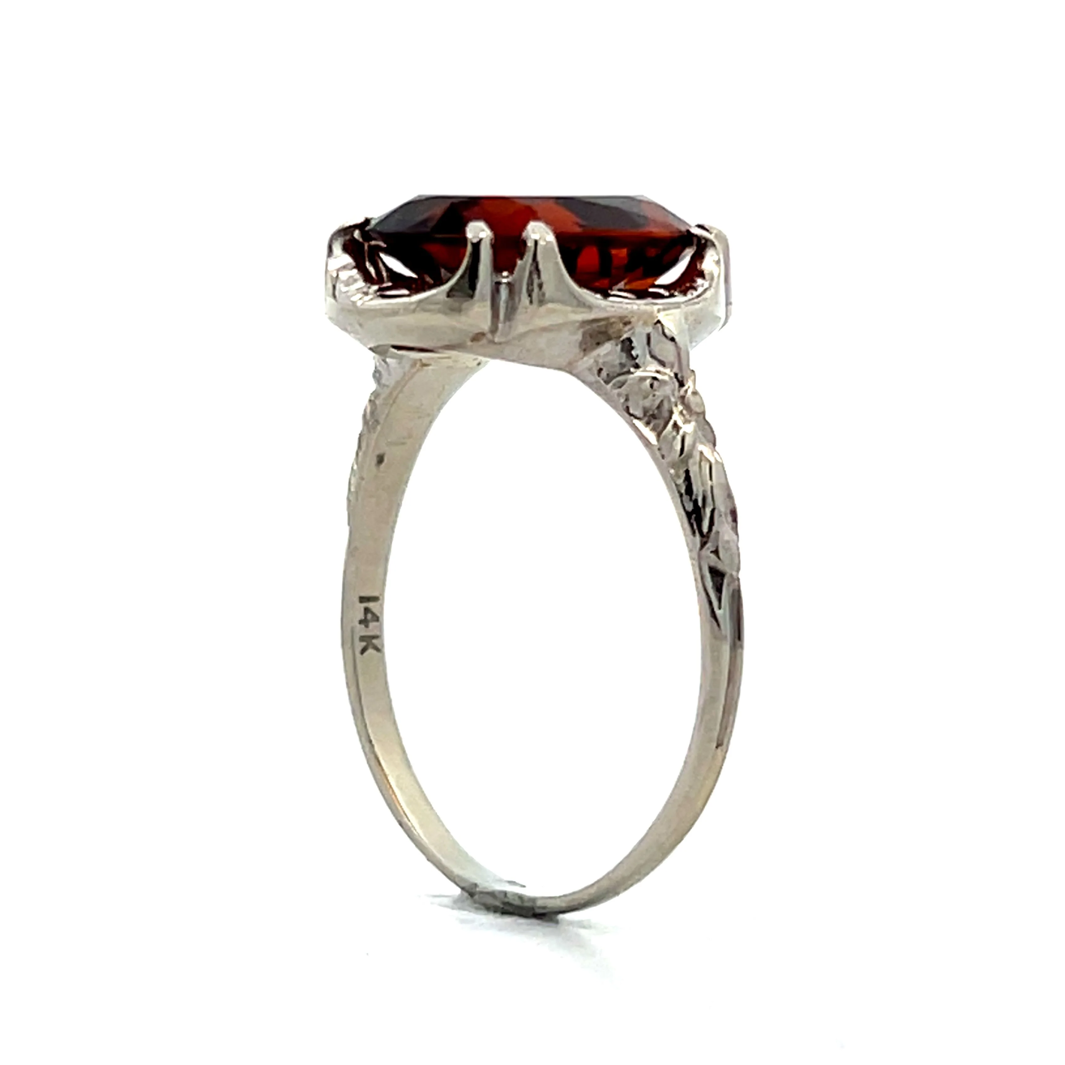 3.39 Vintage Deco Oval Citrine in 14k White Gold - Image 5