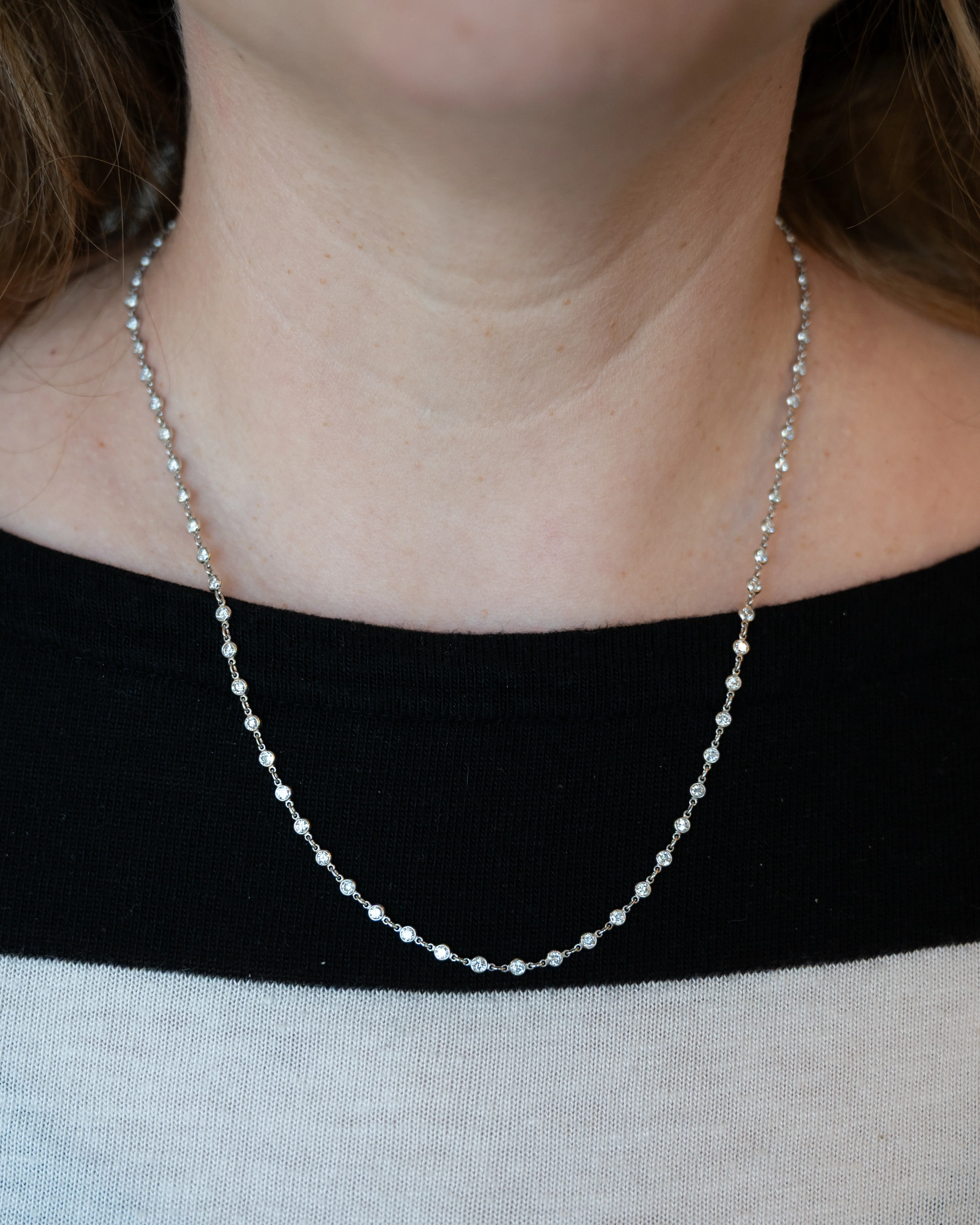 3.45 Diamonds By The Yard Necklace in Platinum - Image 6