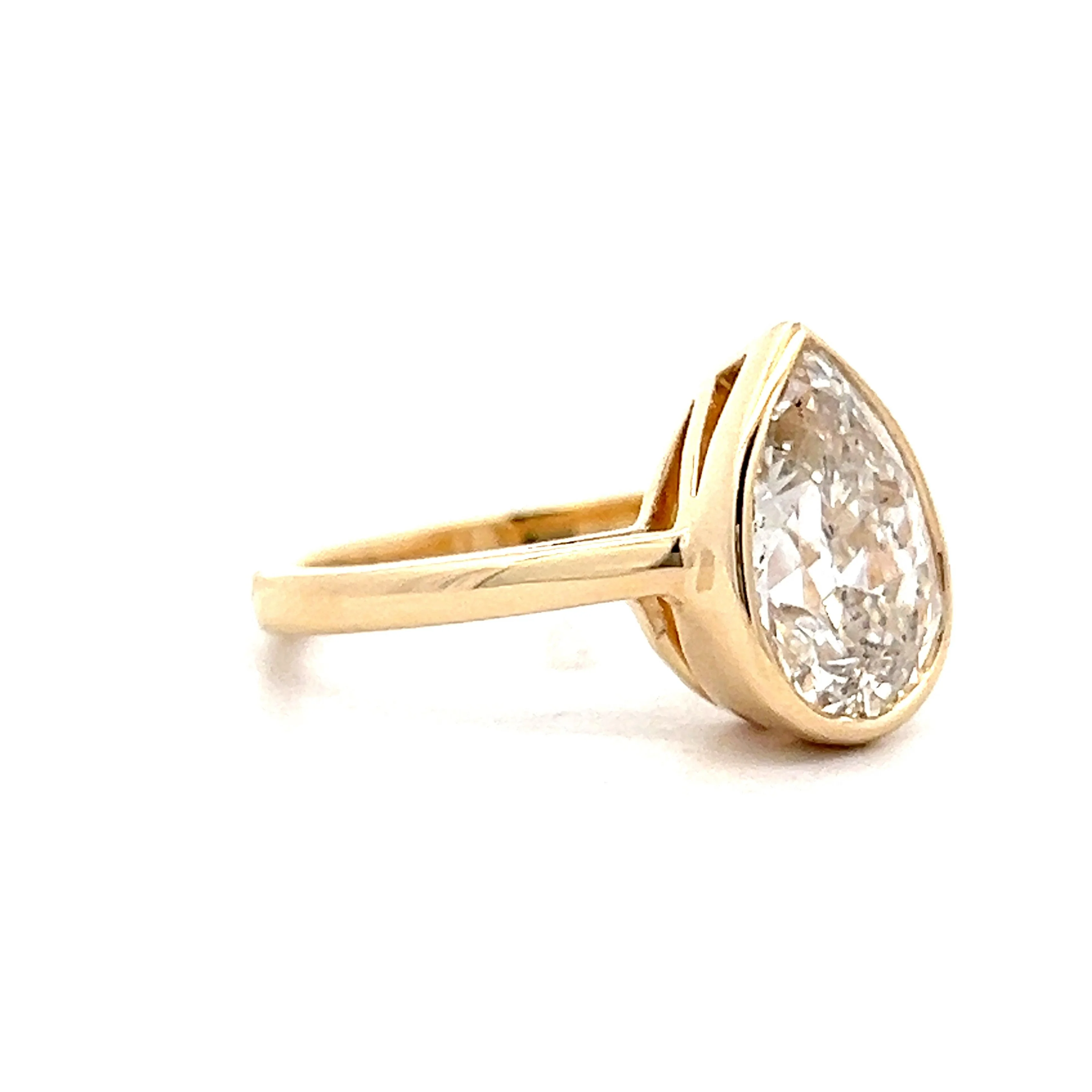 3.49 Pear Cut Diamond Engagement Ring in 14k Yellow Gold - Image 3
