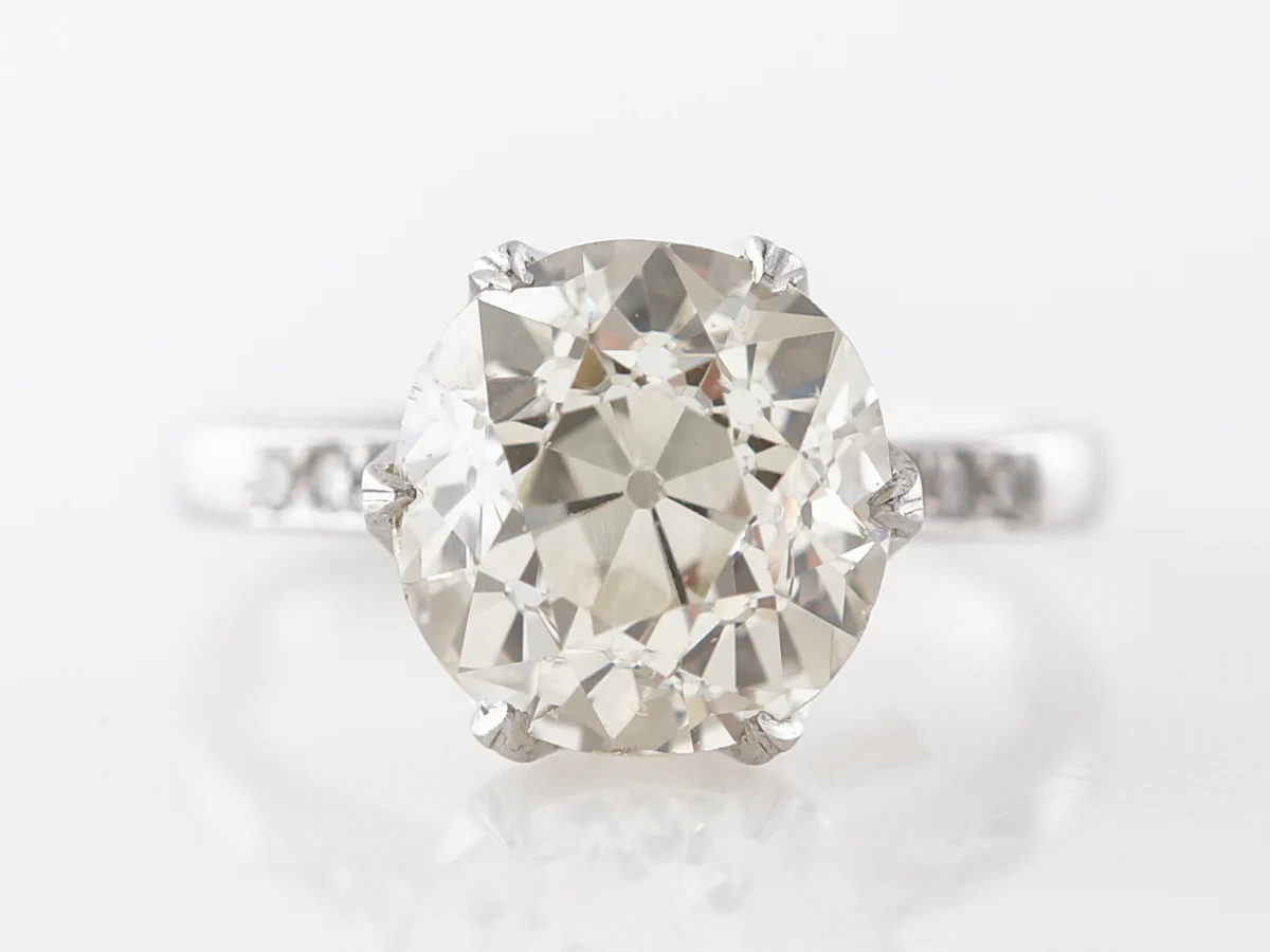 3.50 Carat European Cut Diamond Engagement Ring Platinum