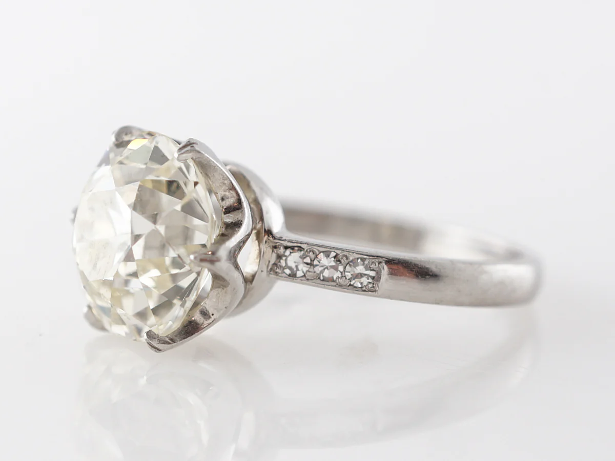 3.50 Carat European Cut Diamond Engagement Ring Platinum - Image 2
