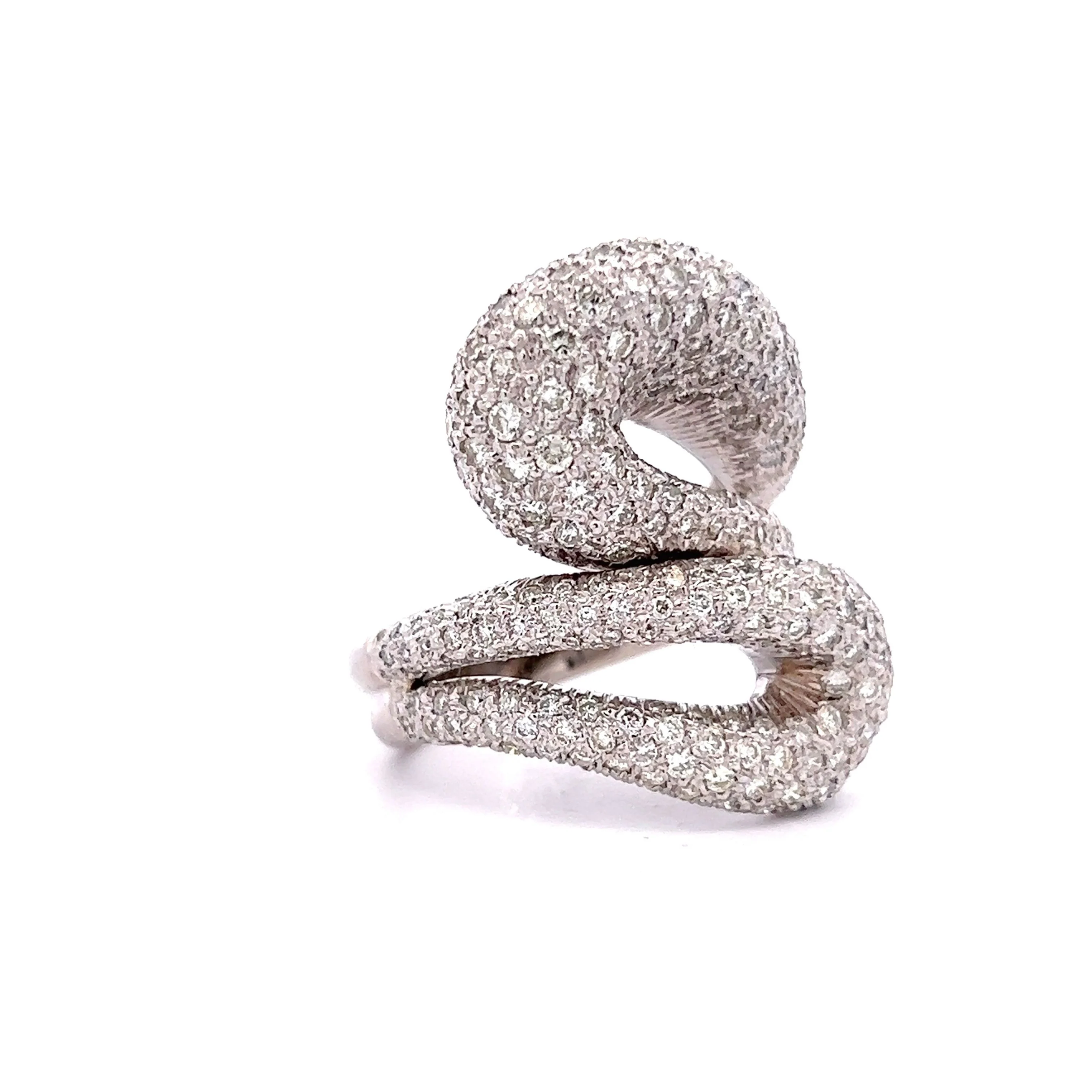 3.50 Pave Diamond Right Hand Ring in 14k White Gold - Image 3