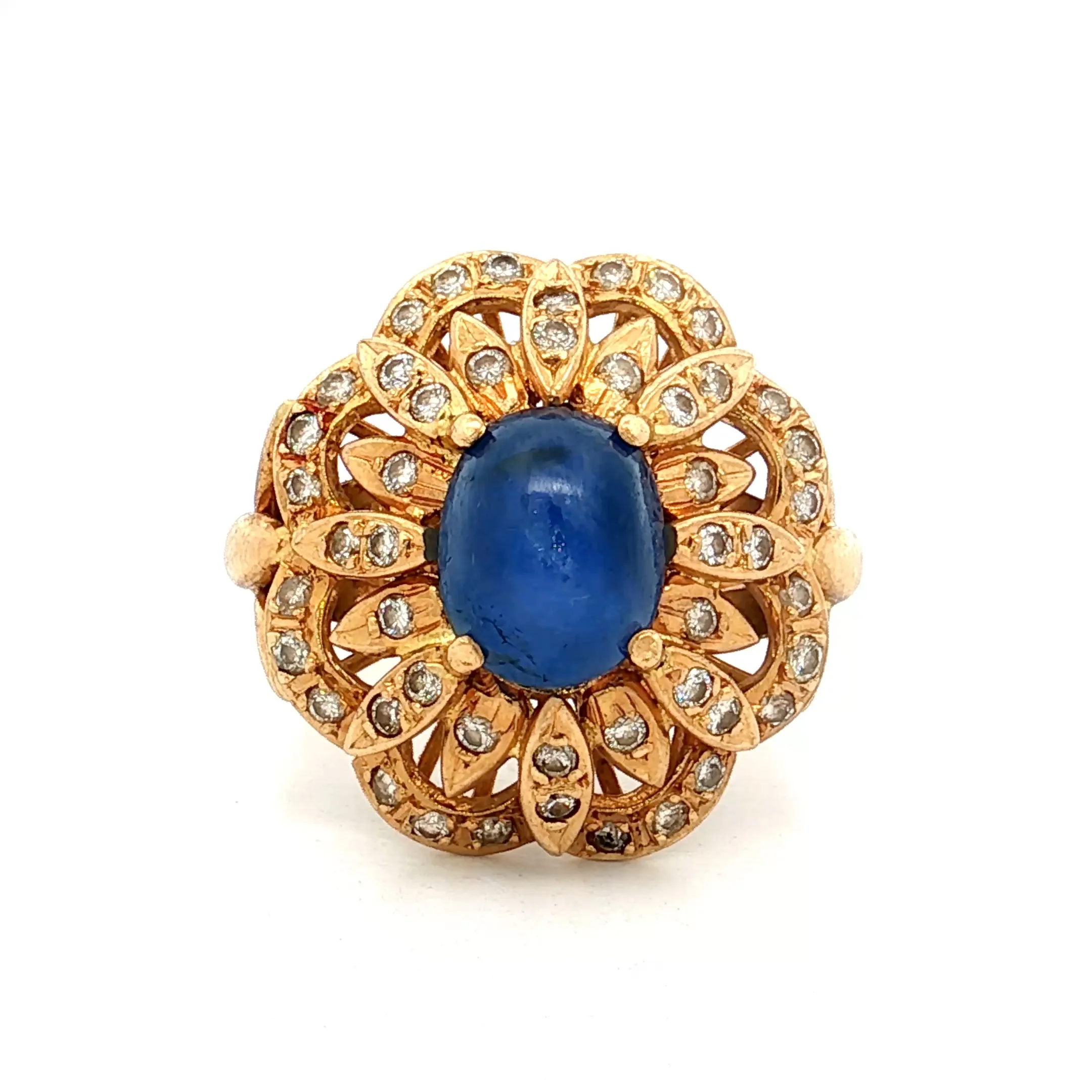 3.50 Star Sapphire Flower Cocktail Ring 18k