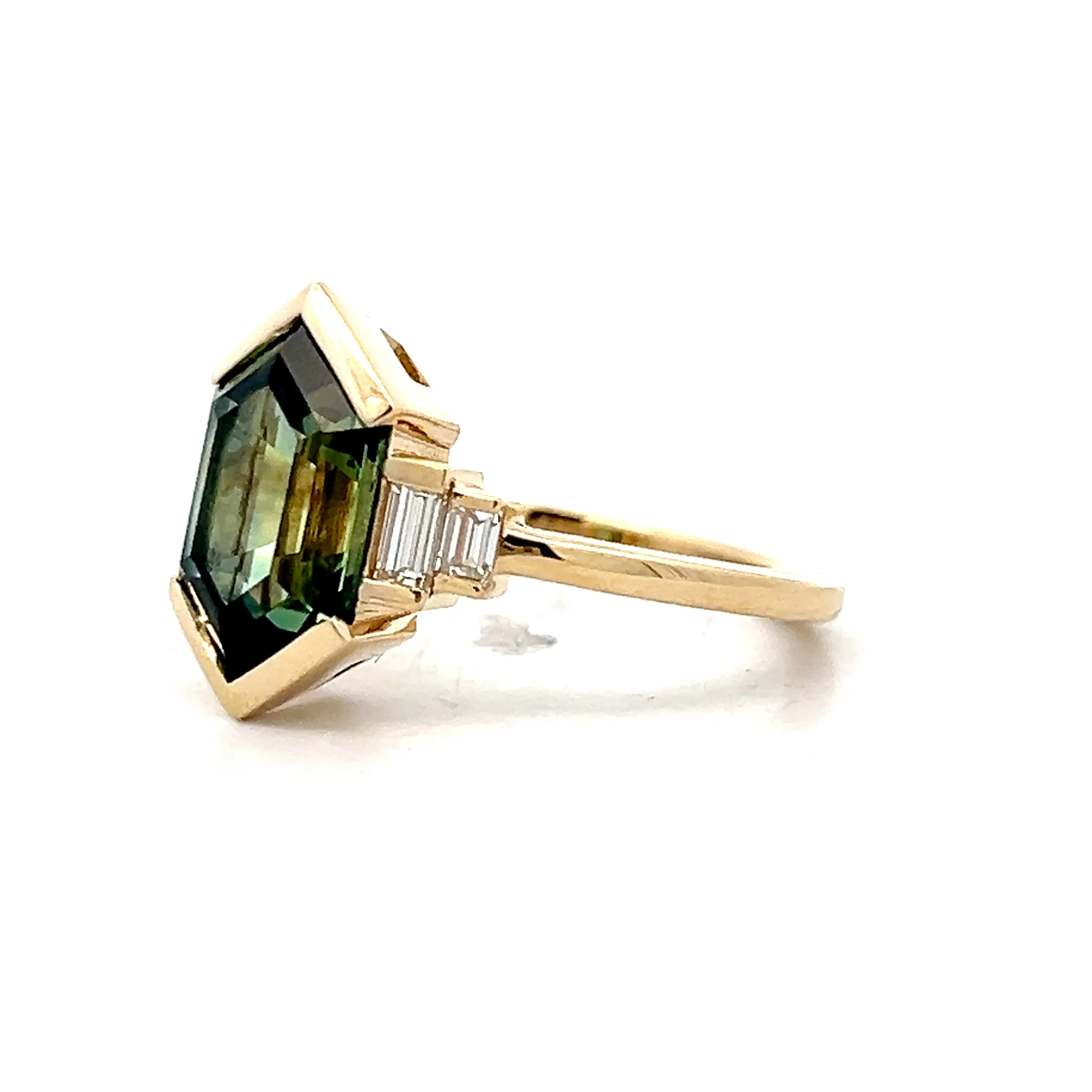 3.54 Hexagon Blue Sapphire Engagement Ring in 14k - Image 2