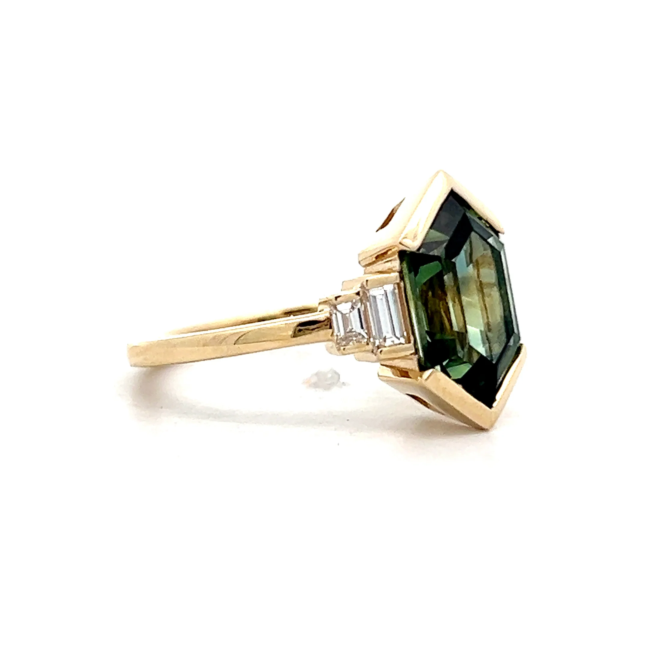 3.54 Hexagon Blue Sapphire Engagement Ring in 14k - Image 3
