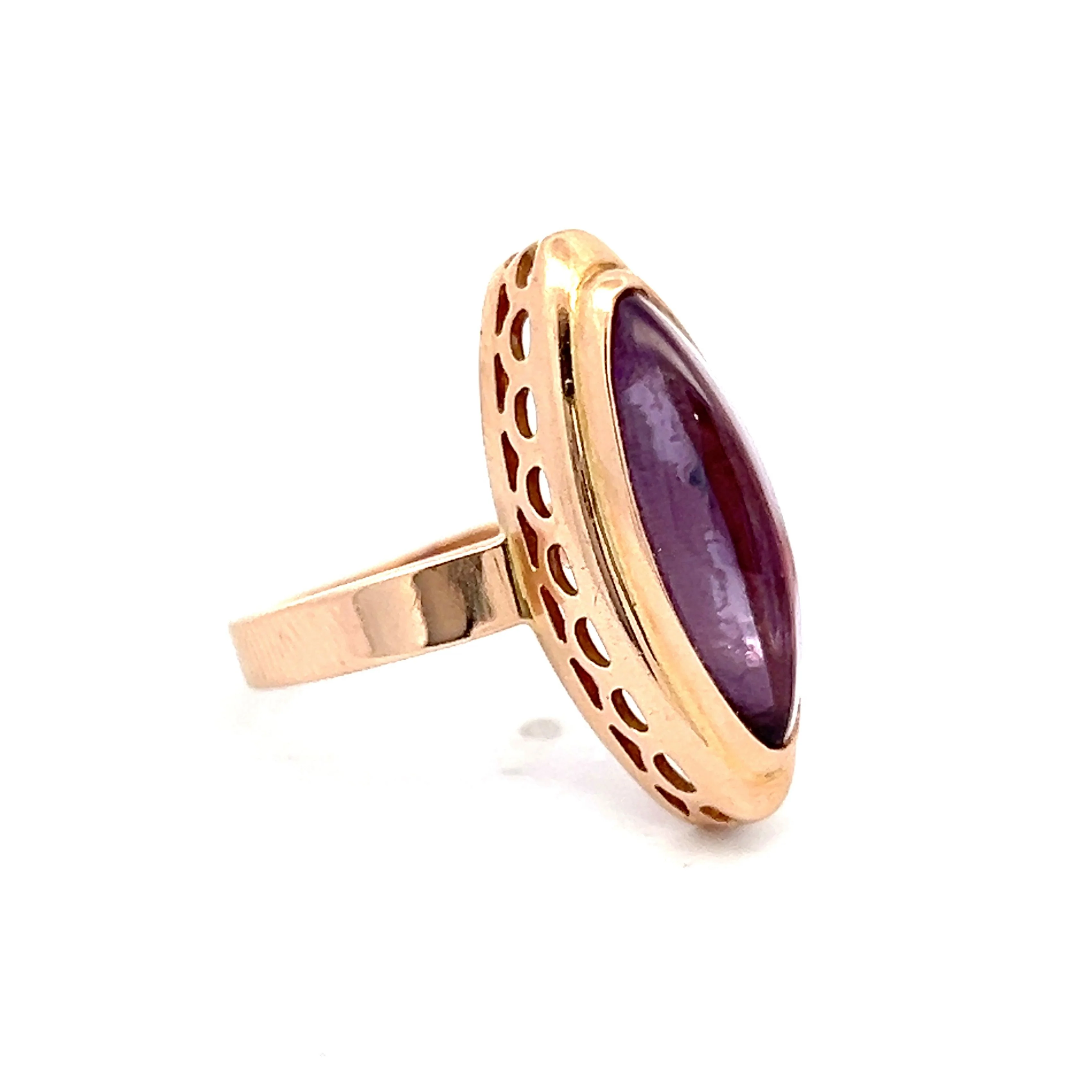3.54 Vintage Victorian Cabochon Amethyst in 14k Rose Gold - Image 3