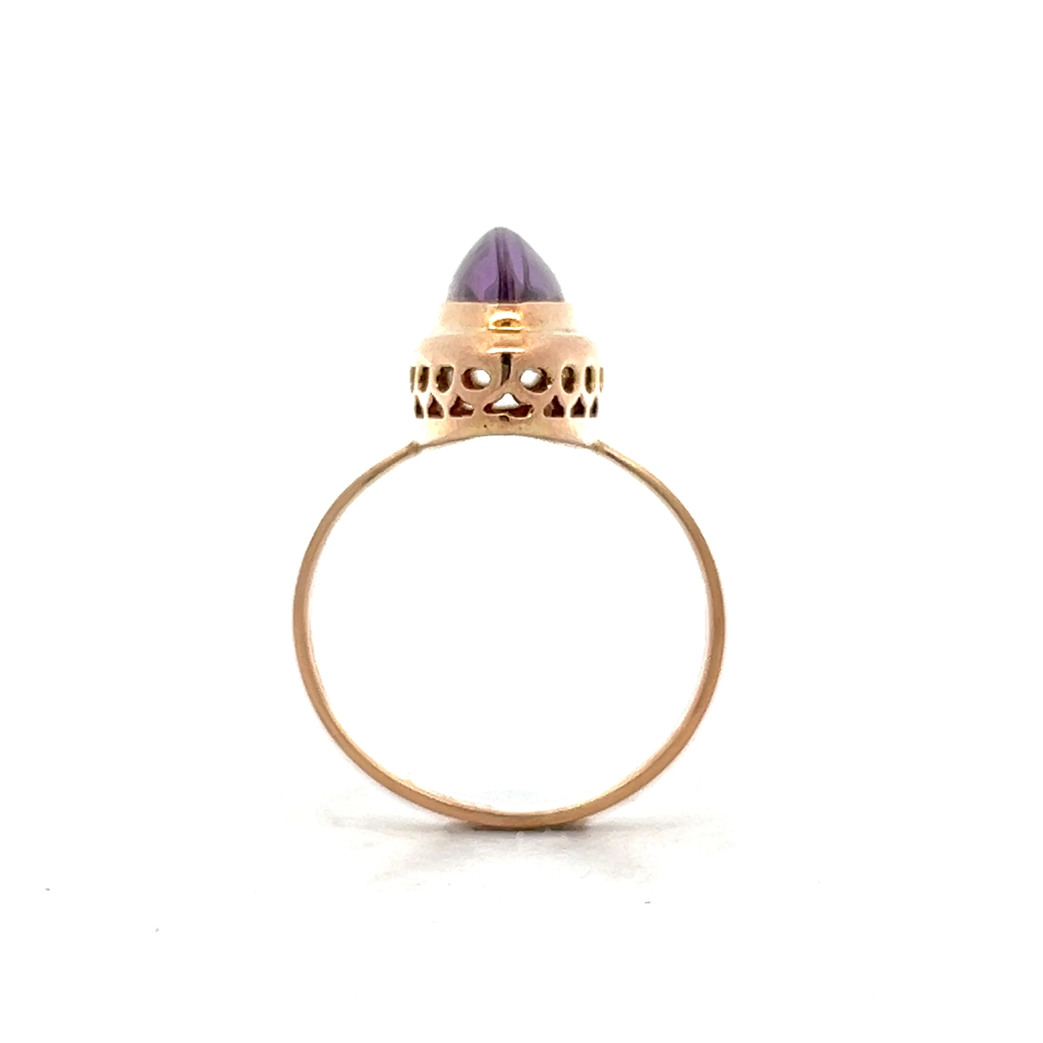 3.54 Vintage Victorian Cabochon Amethyst in 14k Rose Gold - Image 4