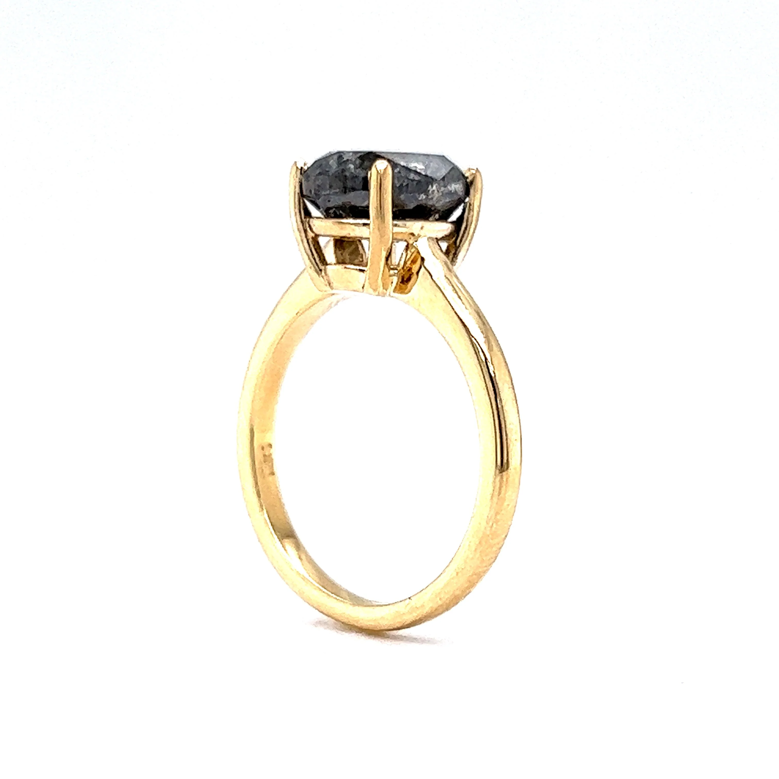 3.55 Oval Cut Salt & Pepper Diamond Engagement Ring in 14k Gold - Image 5
