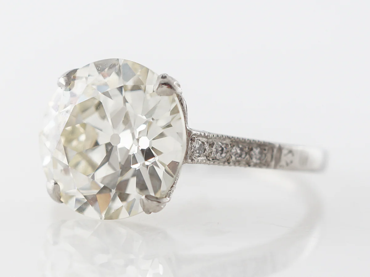 3.60 Carat European Cut Diamond Engagement Ring Platinum - Image 2