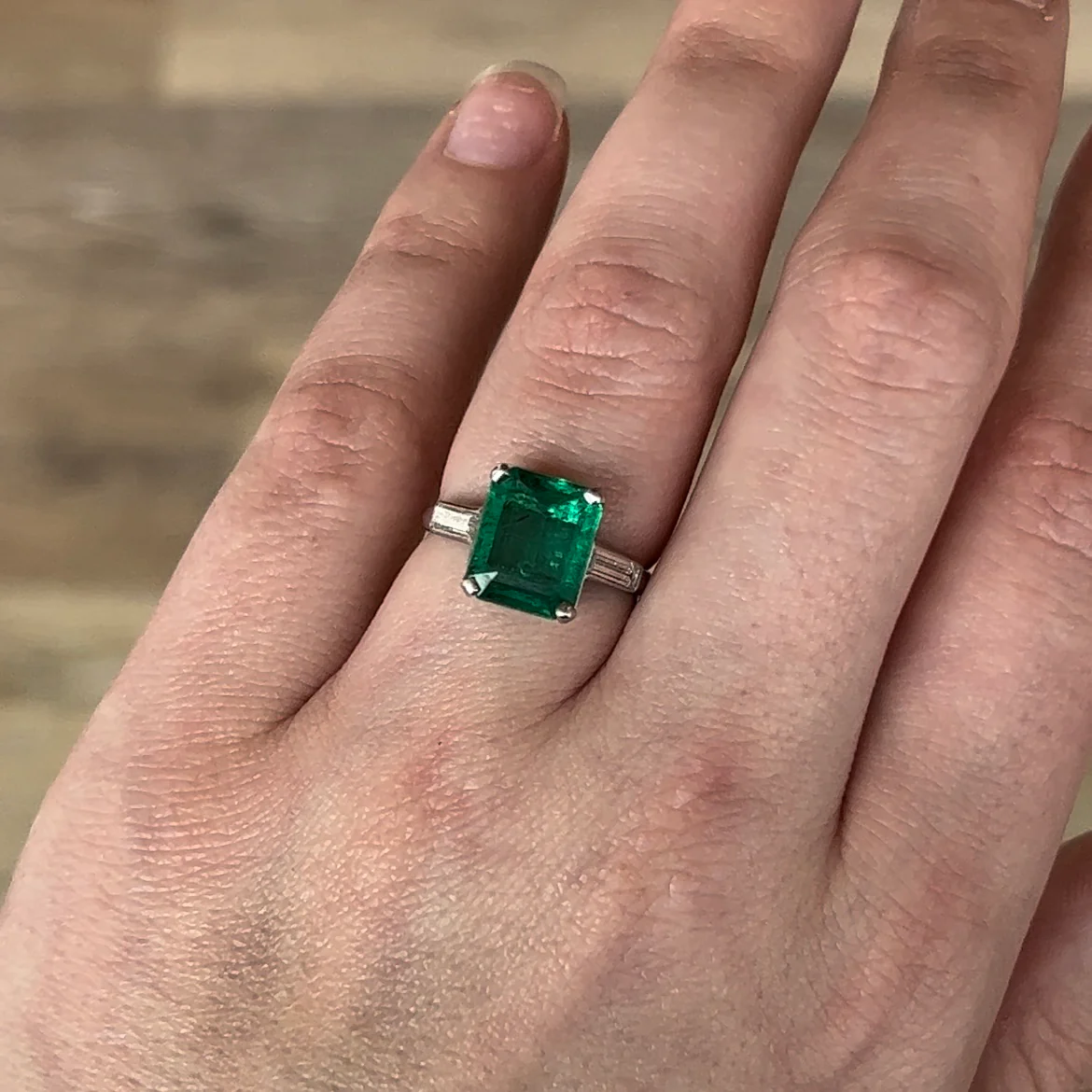 3.61 Carat Emerald & Diamond Cocktail Ring in Platinum - Image 6