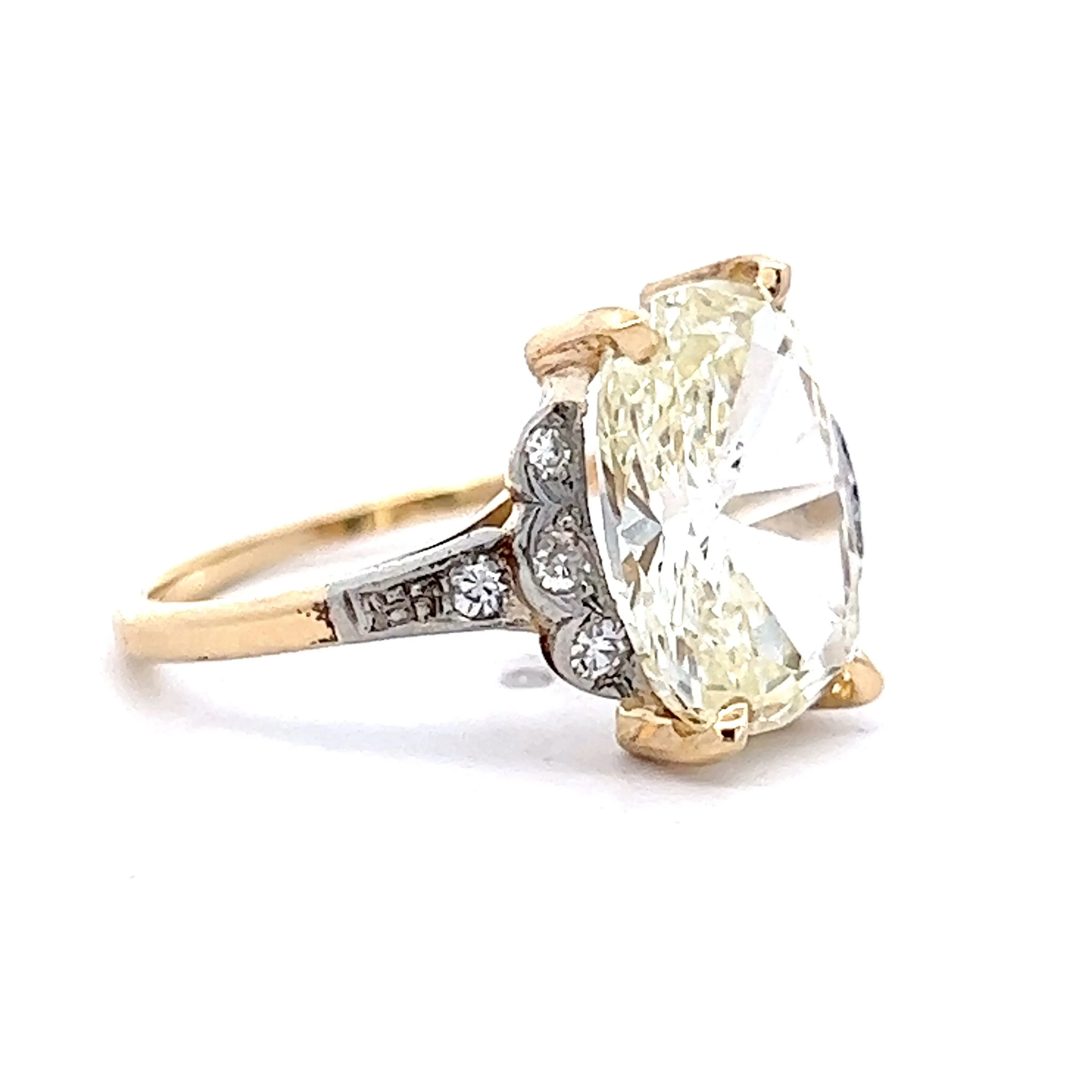 3 Carat Edwardian Cushion Cut Engagement Ring in 14k Yellow & White Gold - Image 3