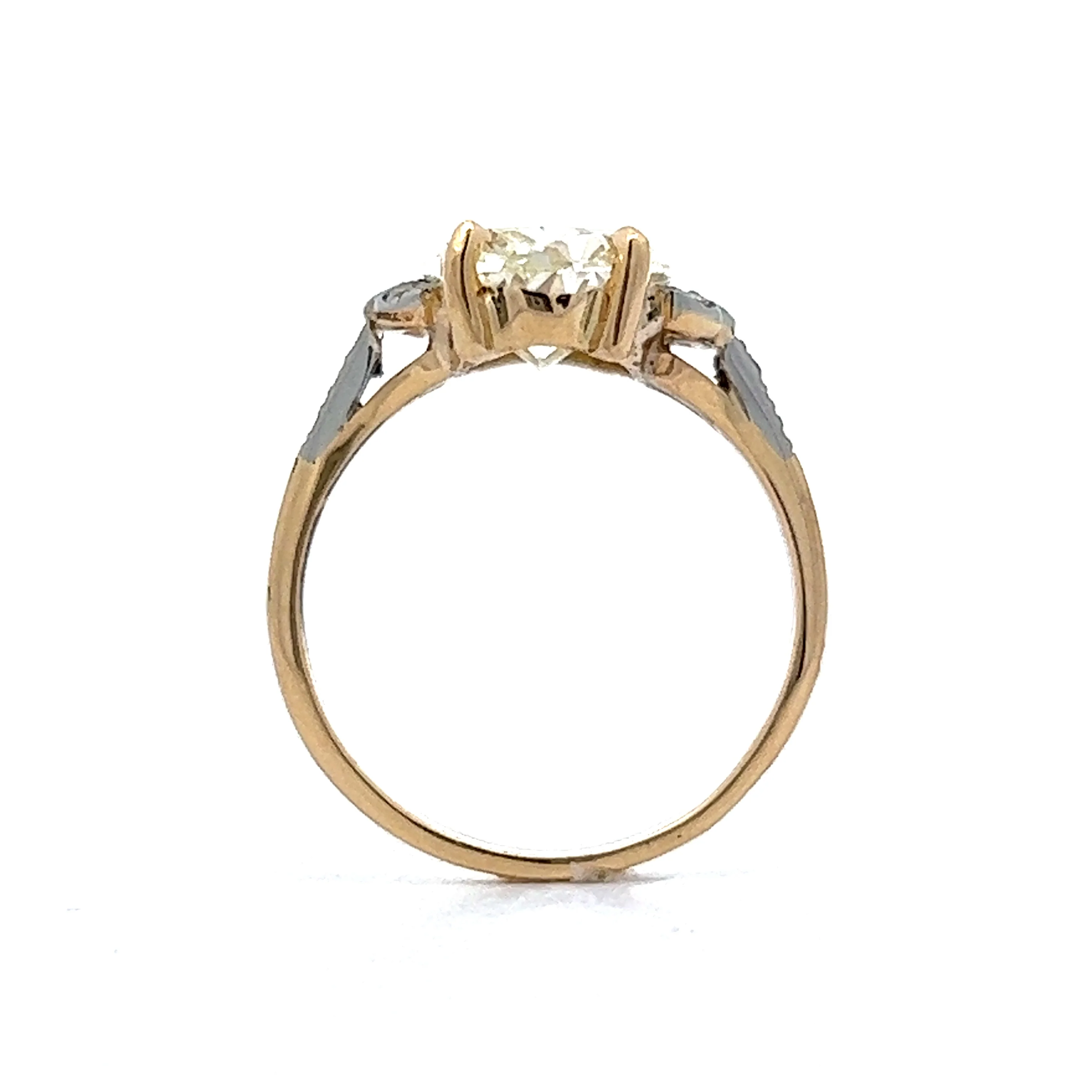 3 Carat Edwardian Cushion Cut Engagement Ring in 14k Yellow & White Gold - Image 4