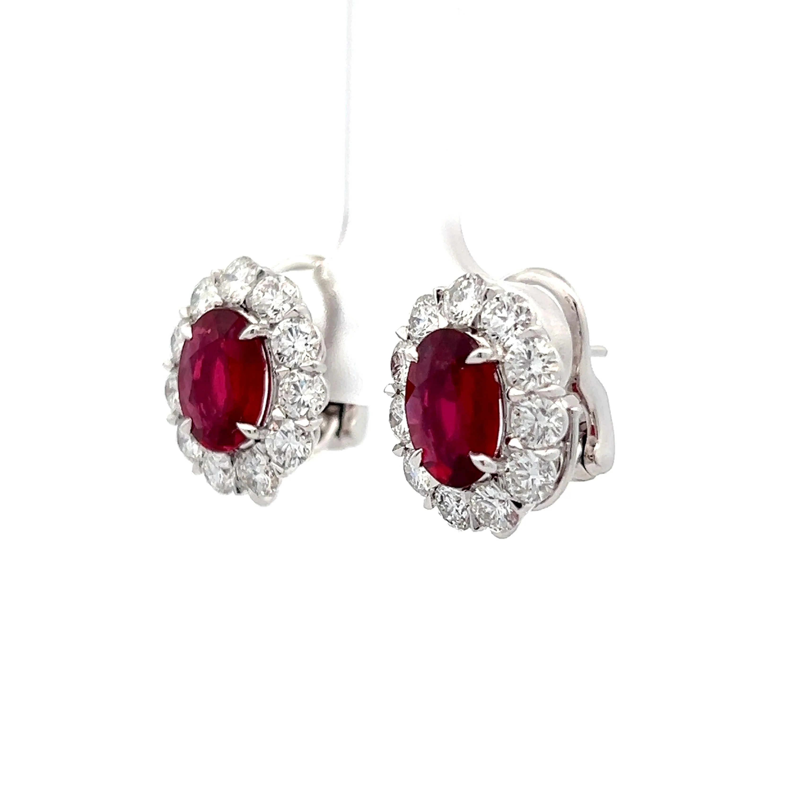 3.67 Ruby & Diamond Stud Earrings in Platinum - Image 2